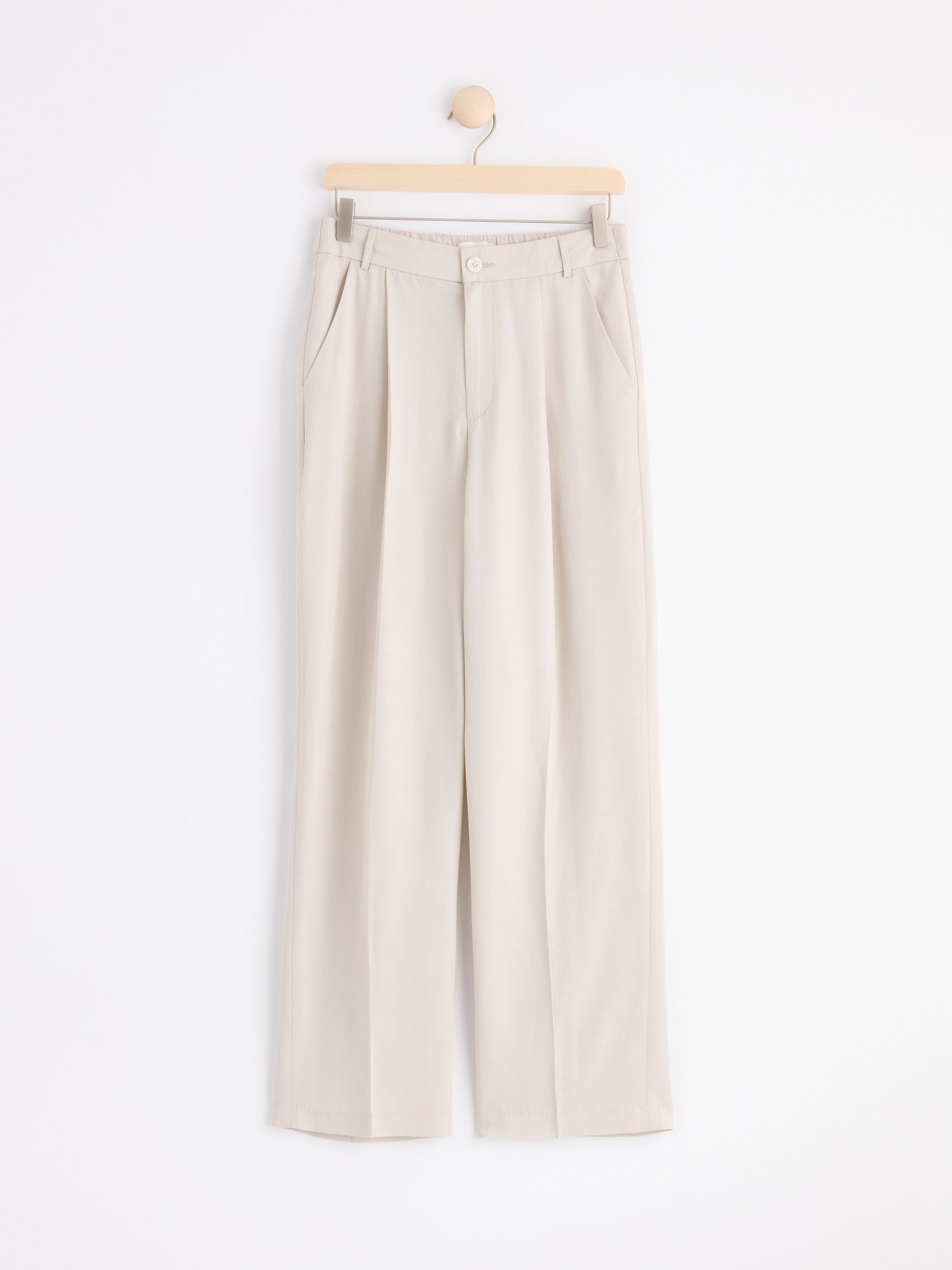 Straight trousers with high waist Light Beige
