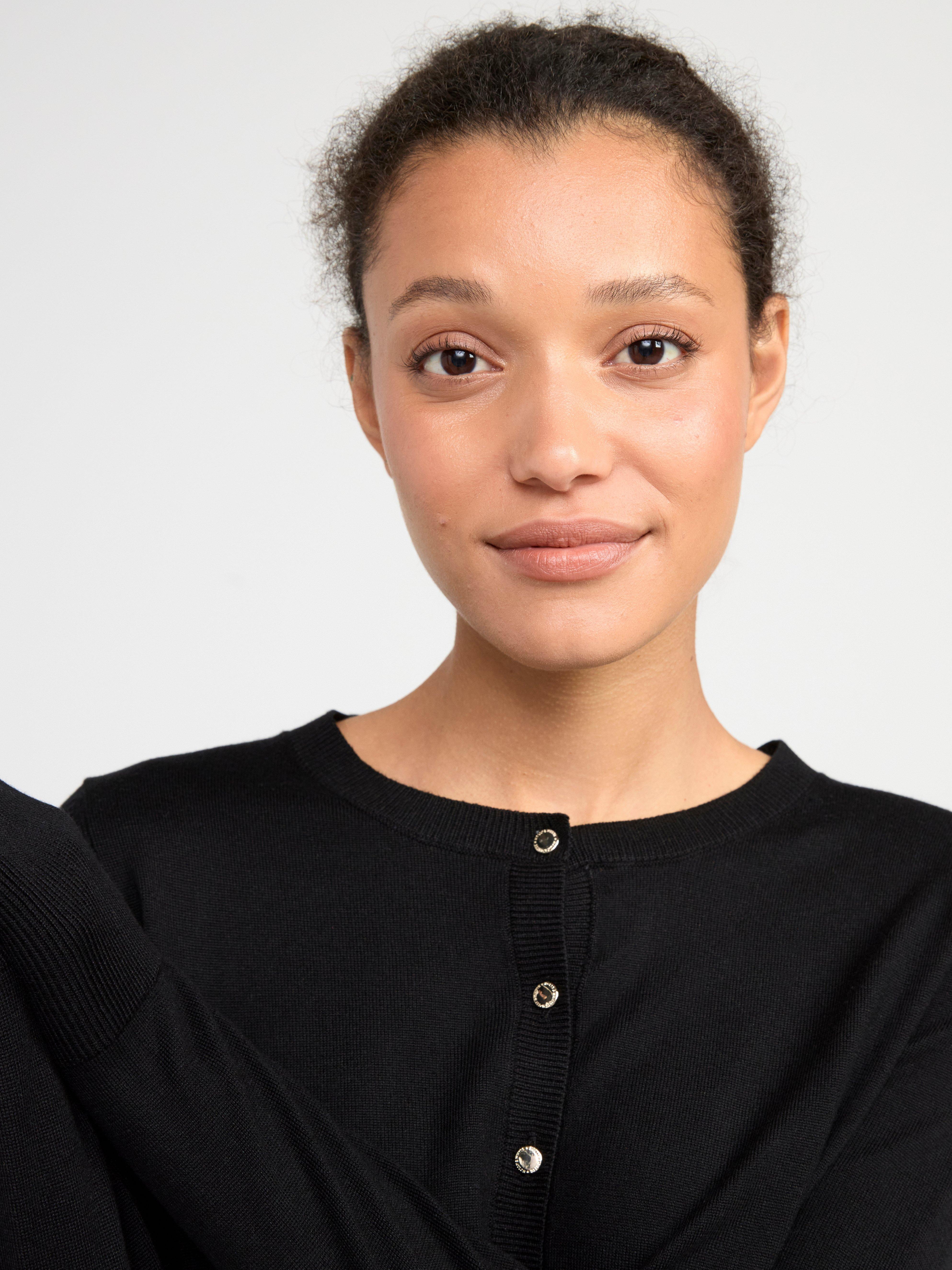 Fine-knit Black Cardigan Black