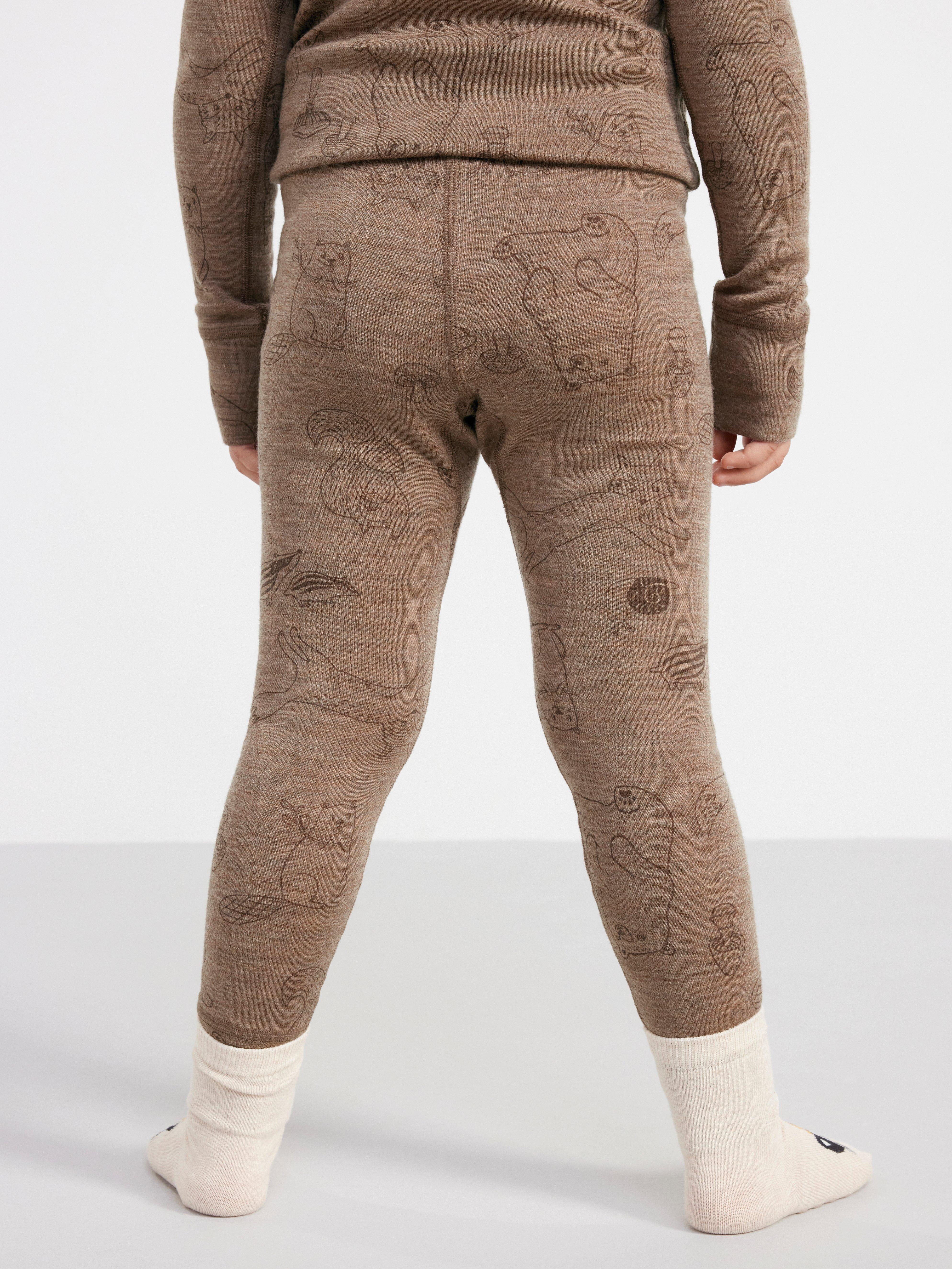 Leggings in merino wool Brown Melange