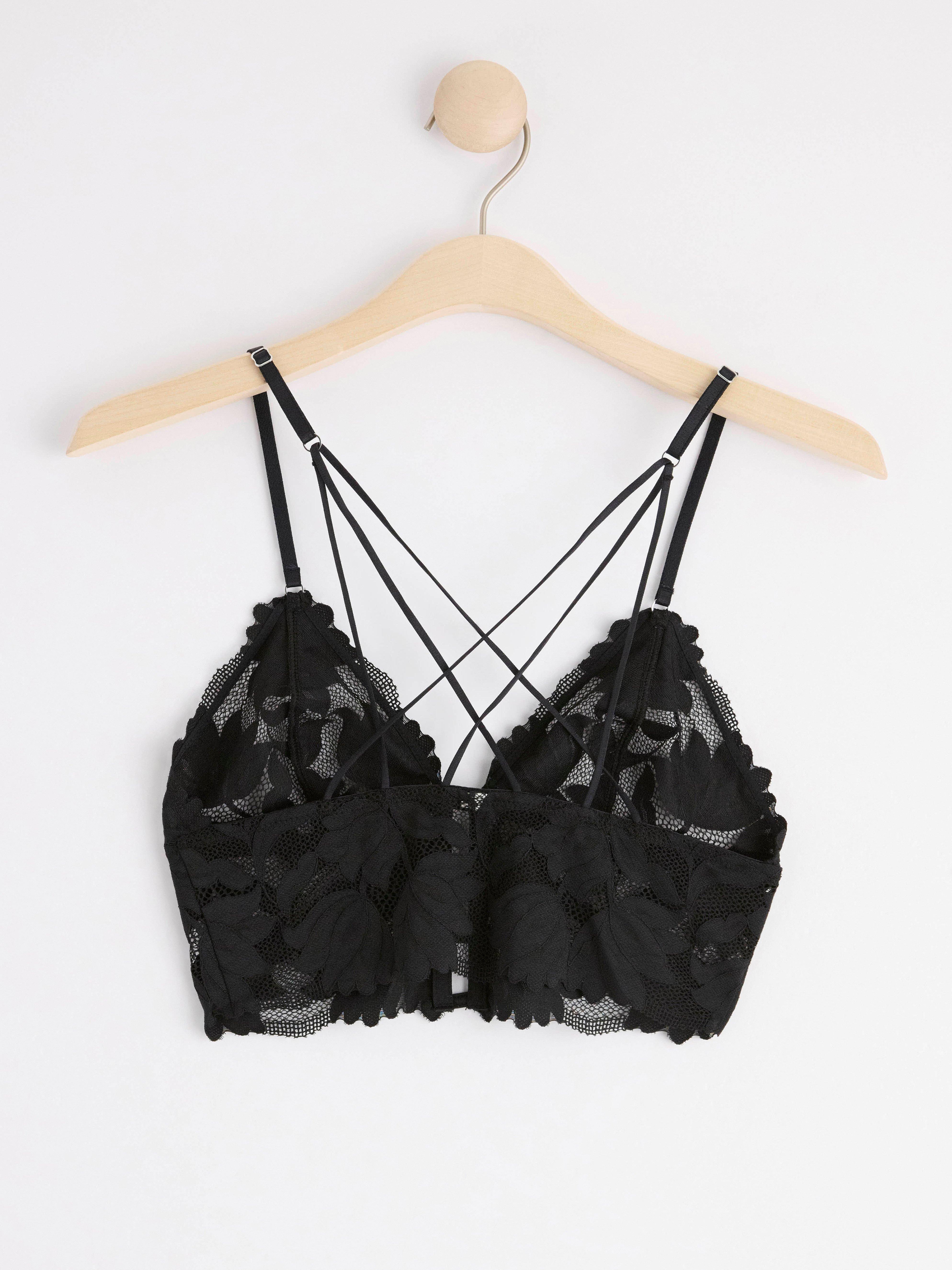 Unpadded bralette with lace Black