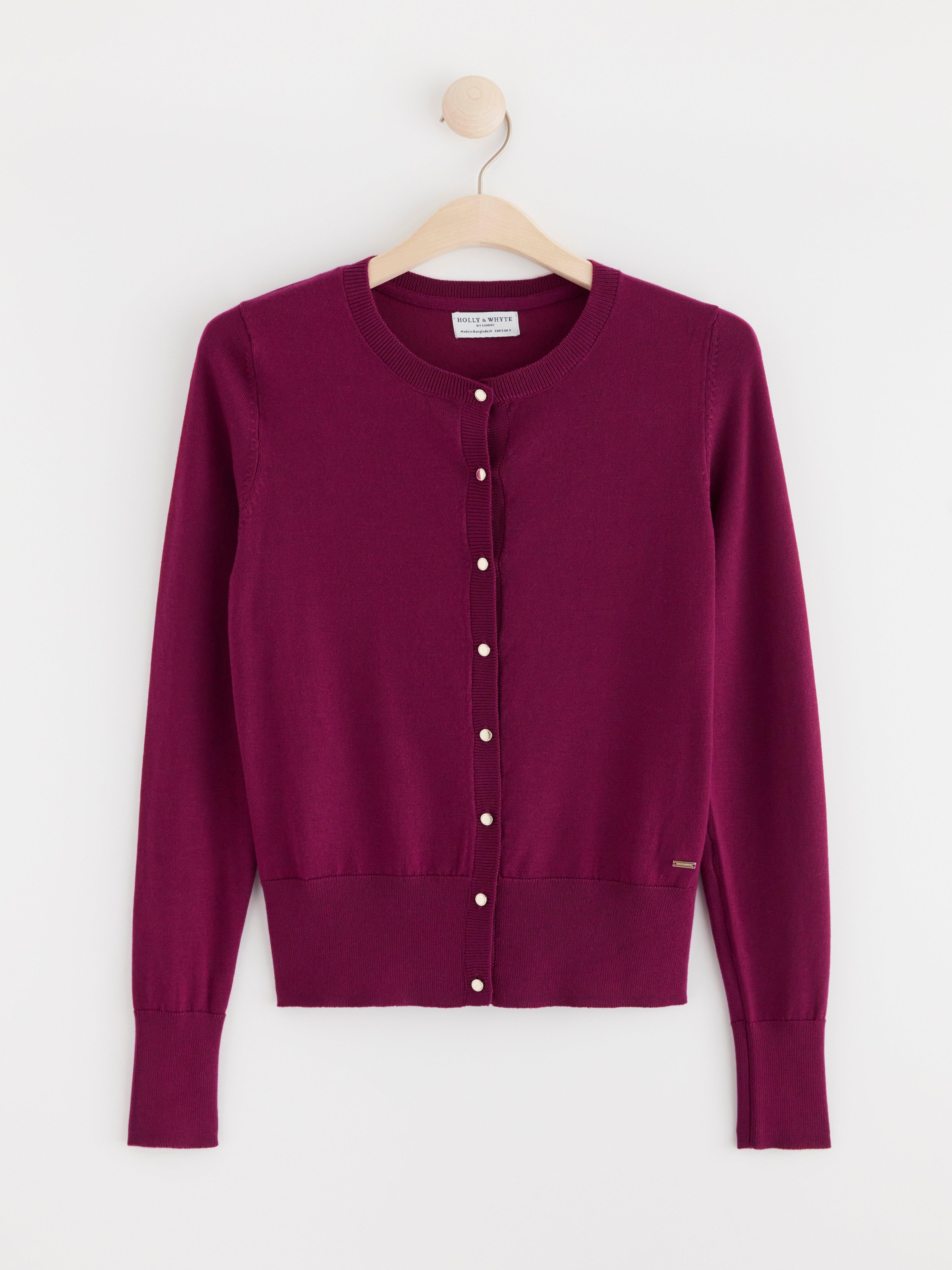Fine-knit cardigan Dark Red