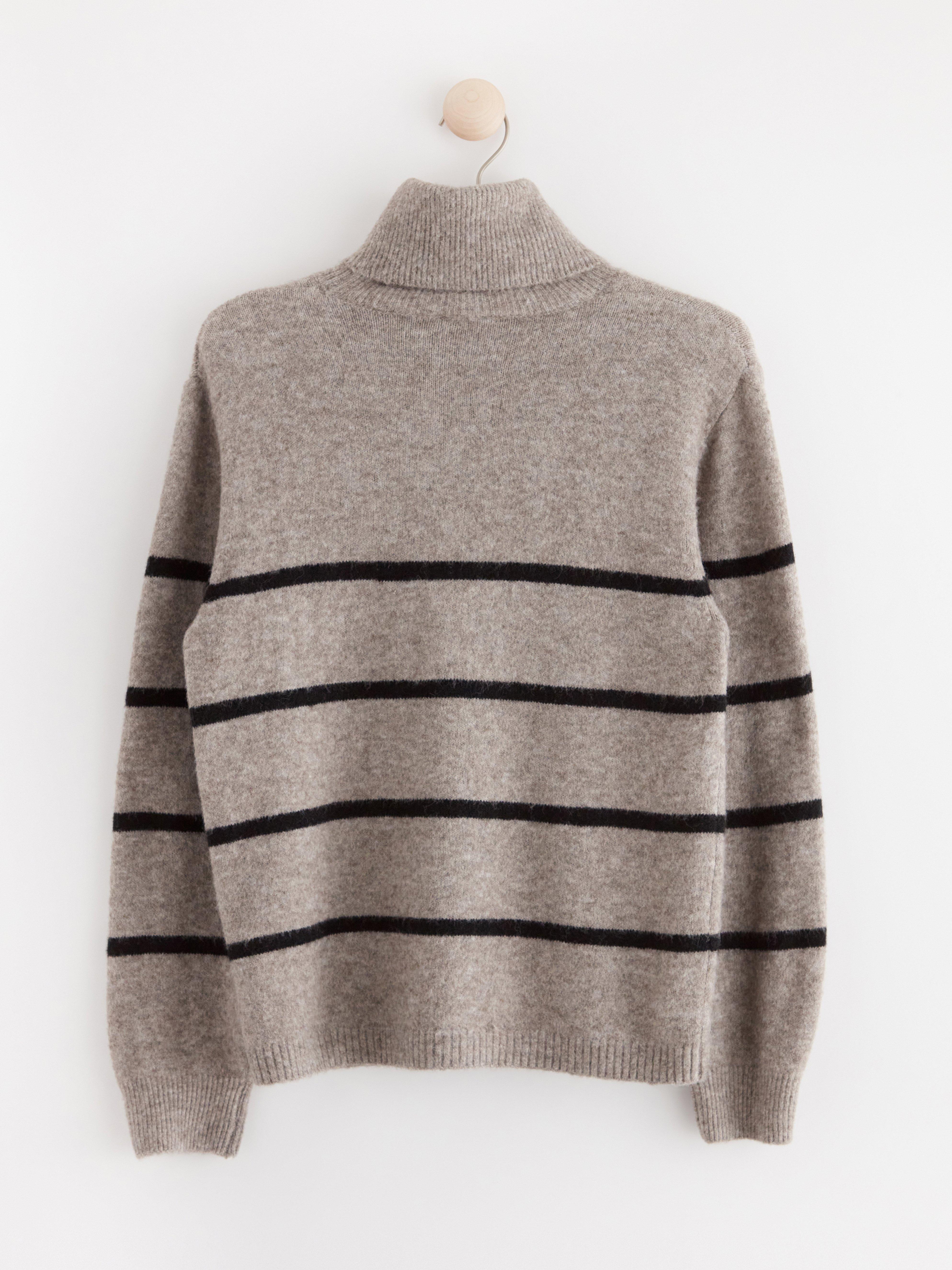 Knitted jumper with stripes Brown melange