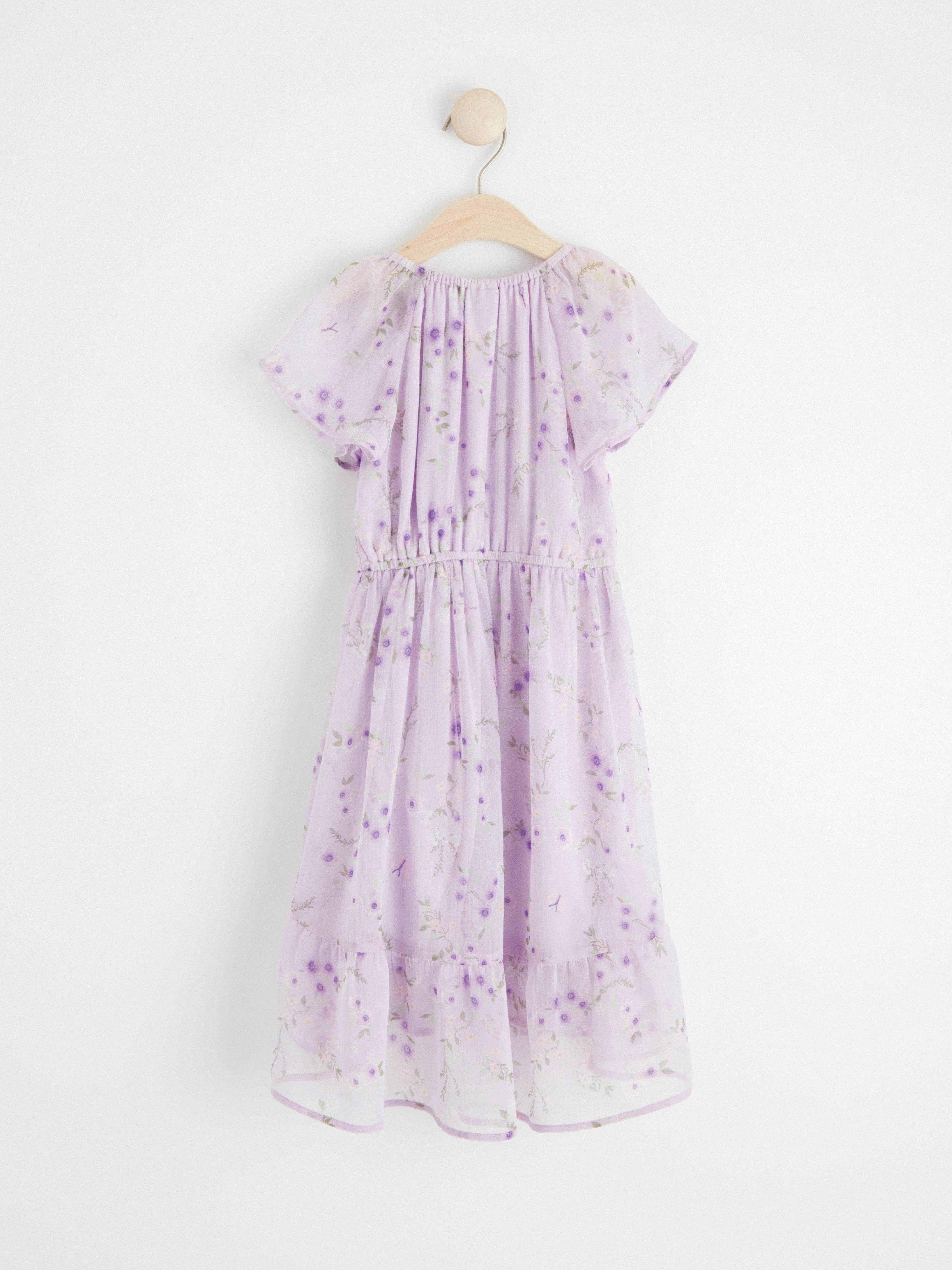 High-low short sleeve chiffon dress Light Lilac