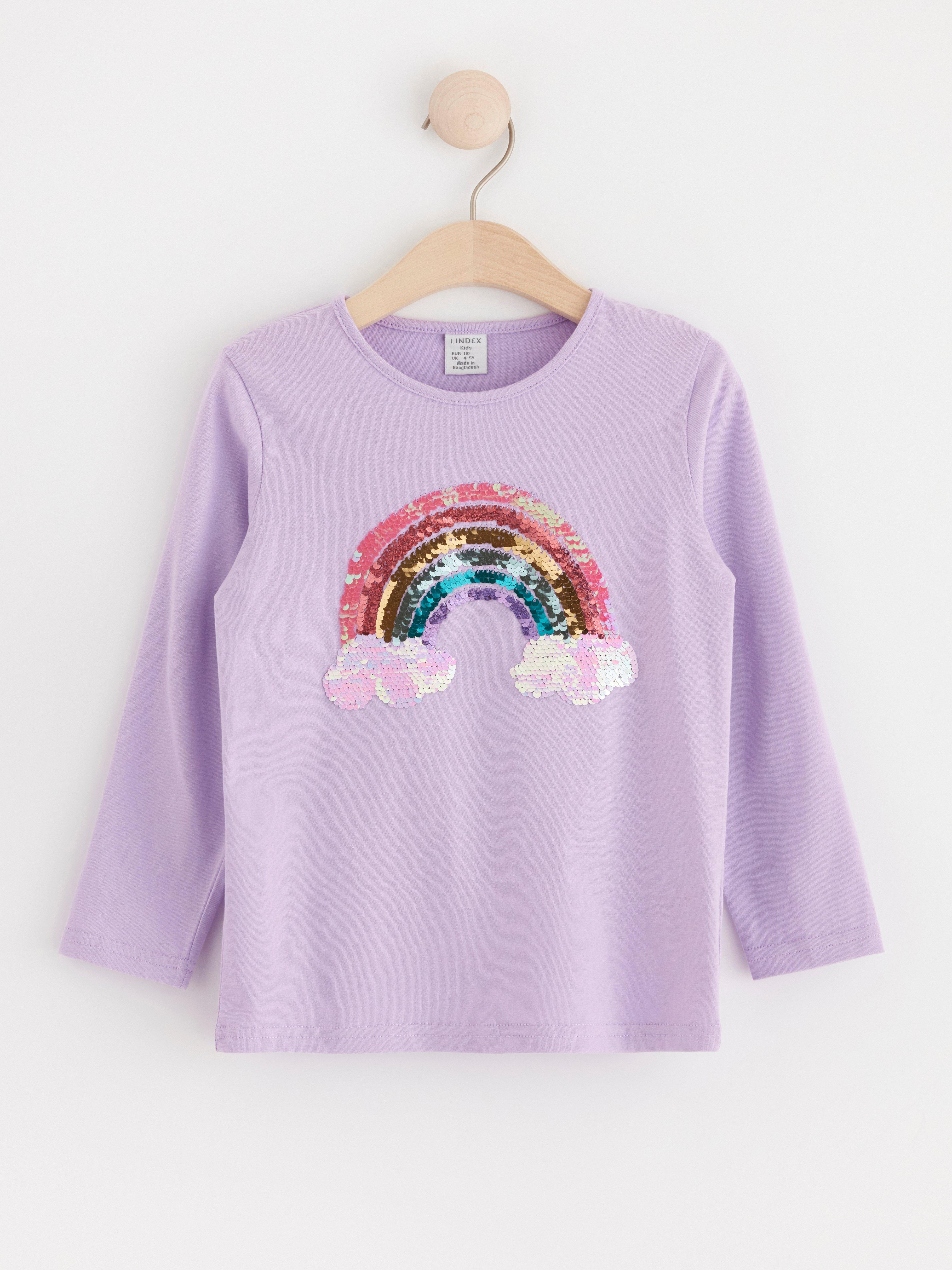 Long sleeve top with reversible sequins Light Lilac