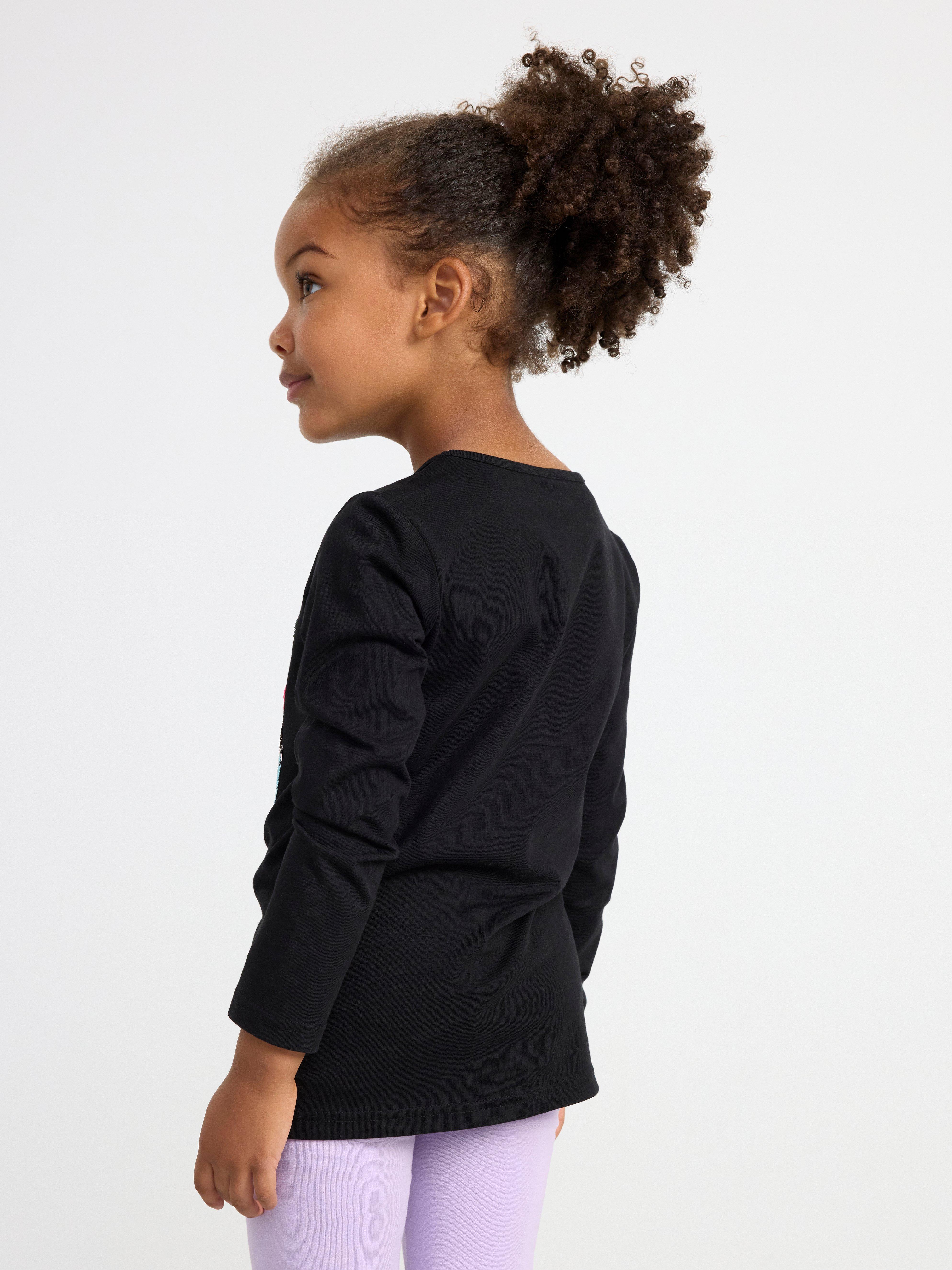Long sleeve top with reversible sequins Black