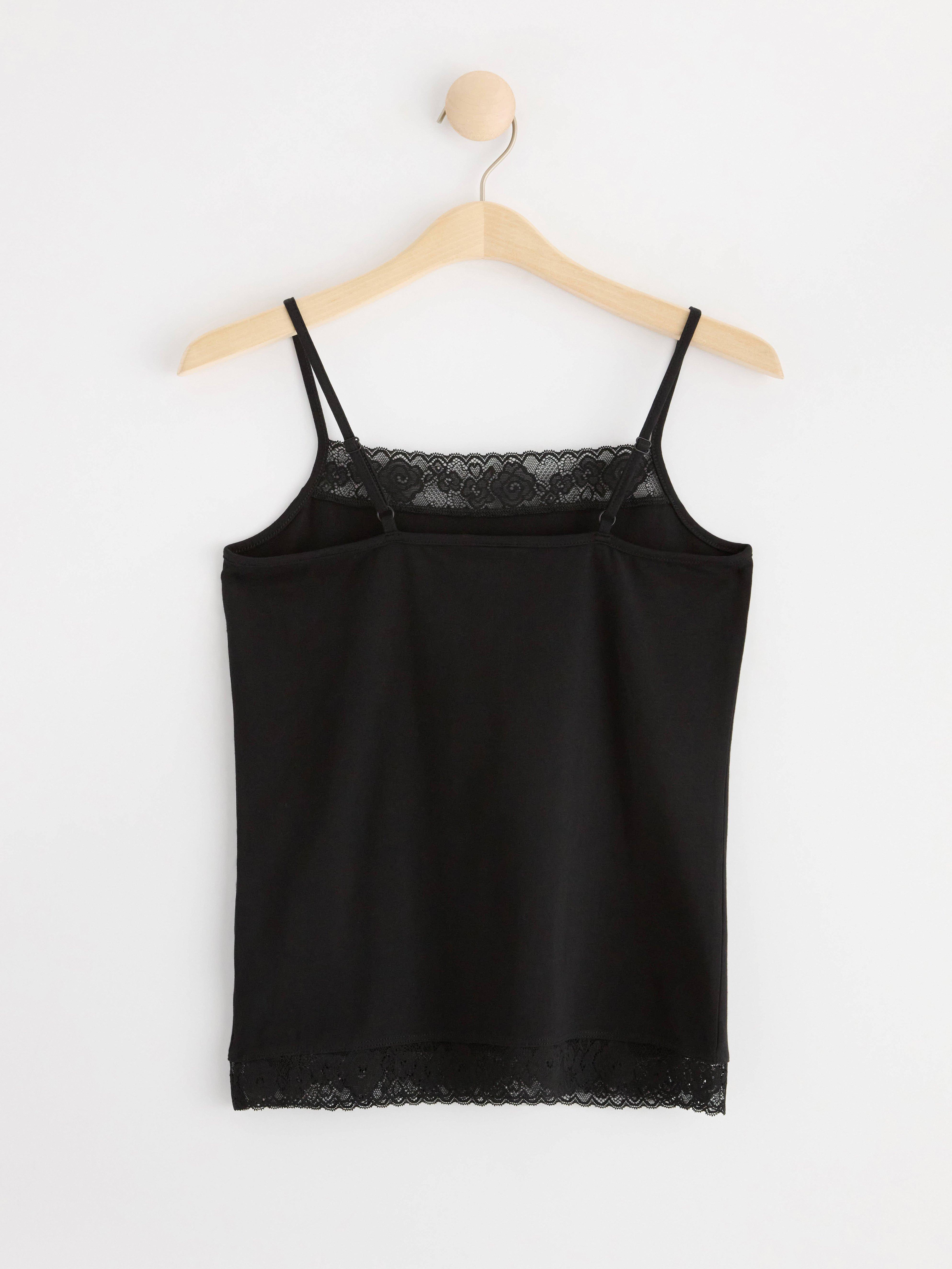 Strappy top with lace Black