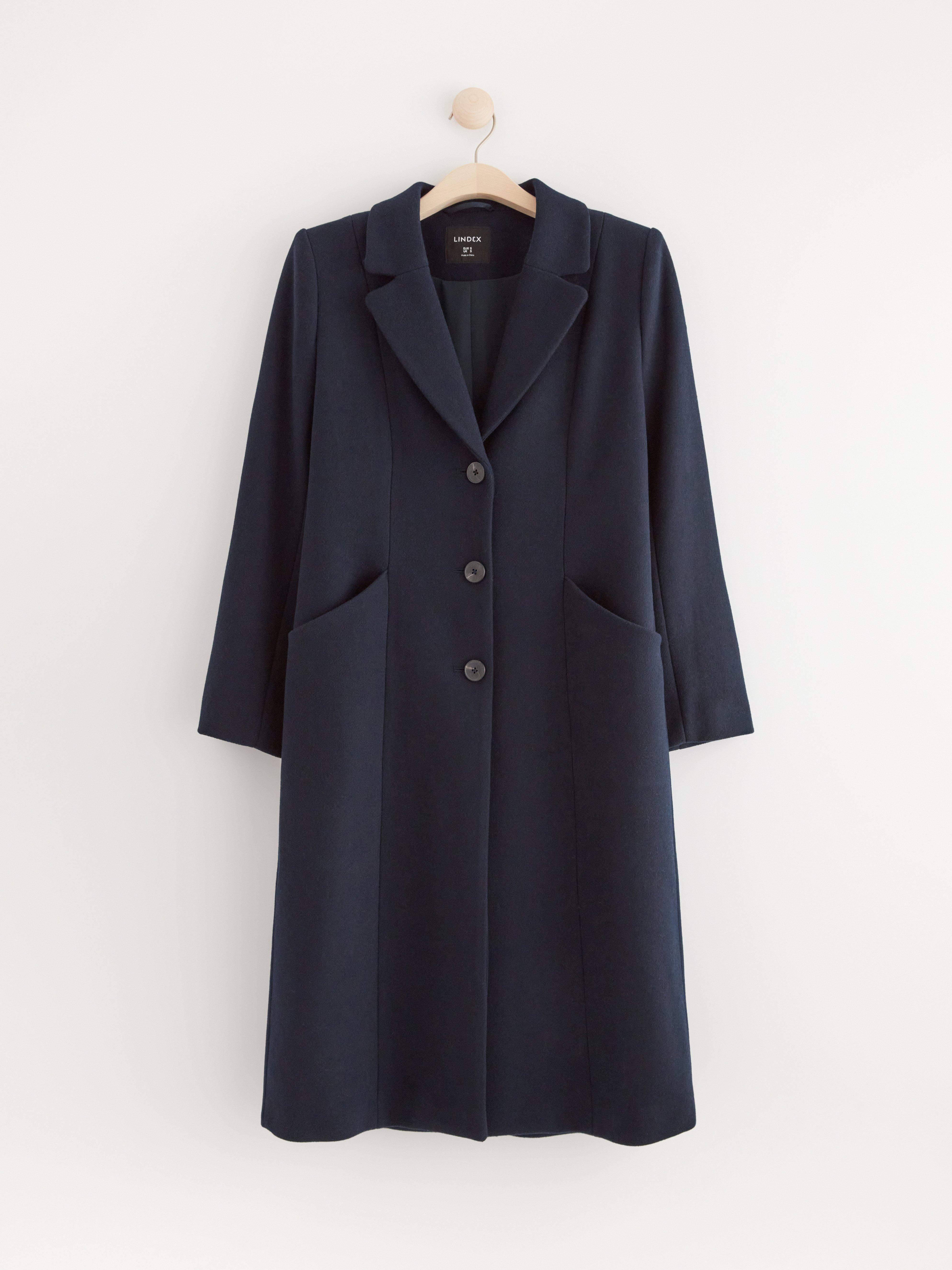 Coat in wool blend Dark Blue