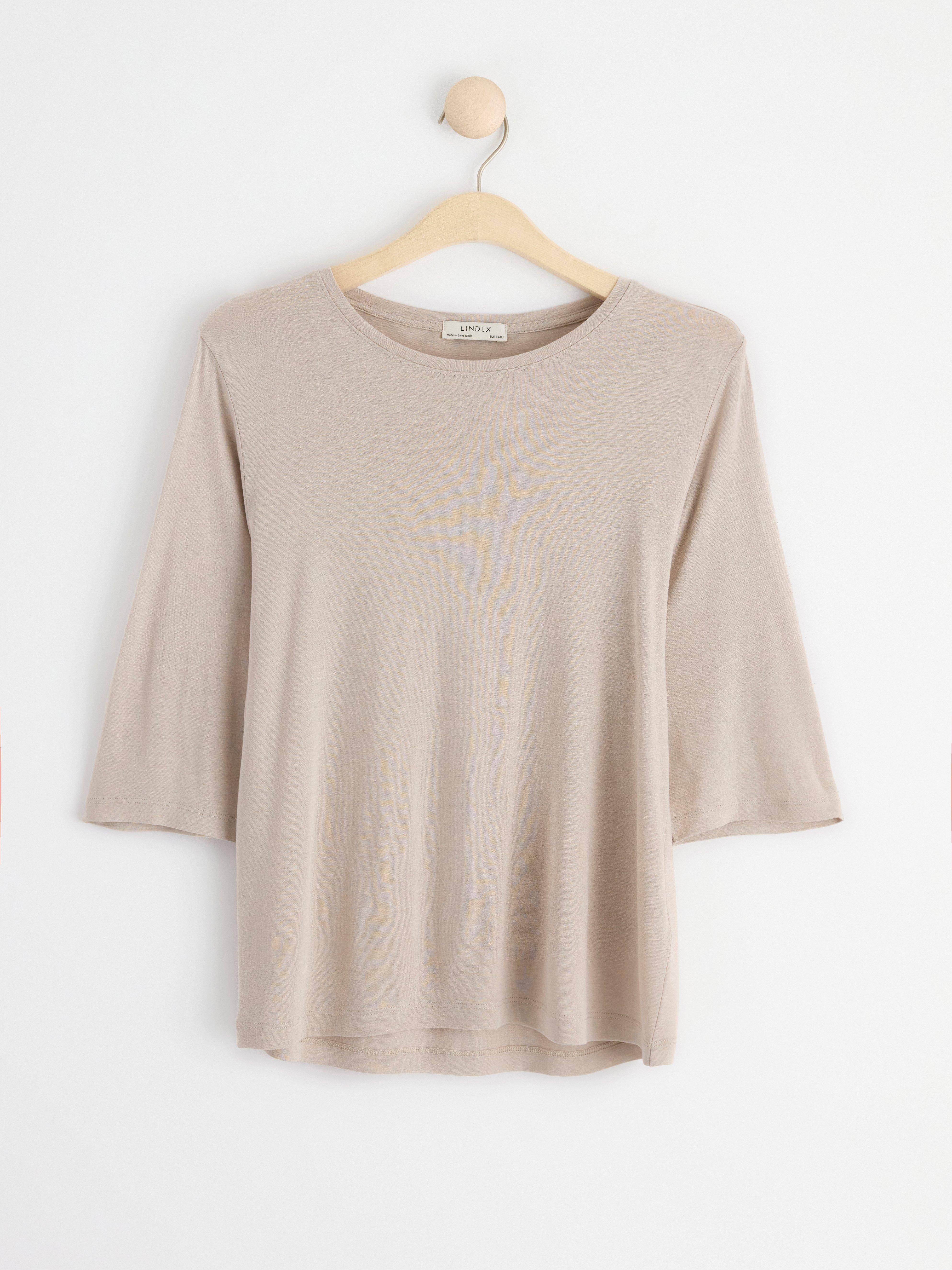 Three quarter sleeve top Light Beige
