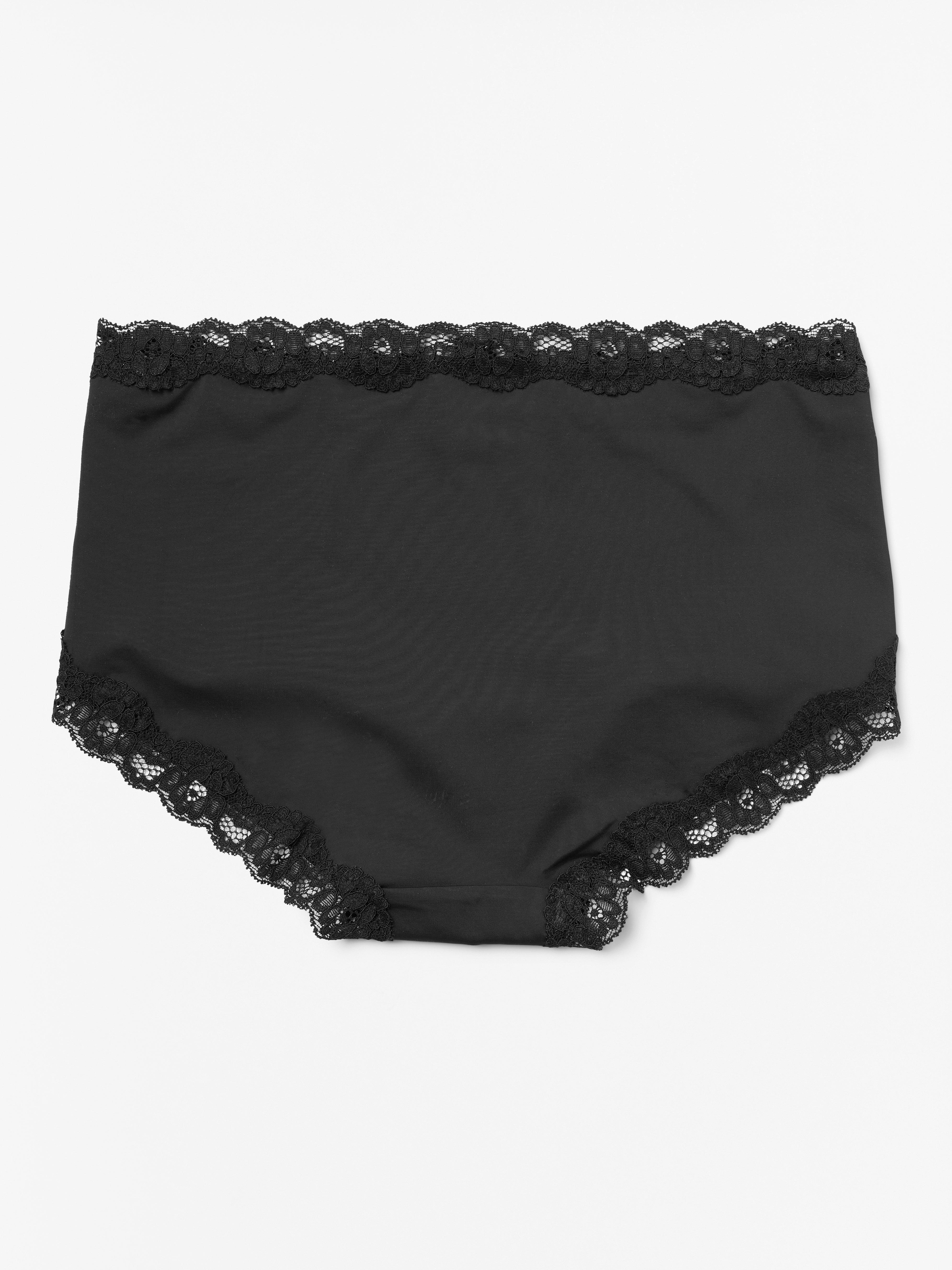 Regular waist brief with lace trim Black