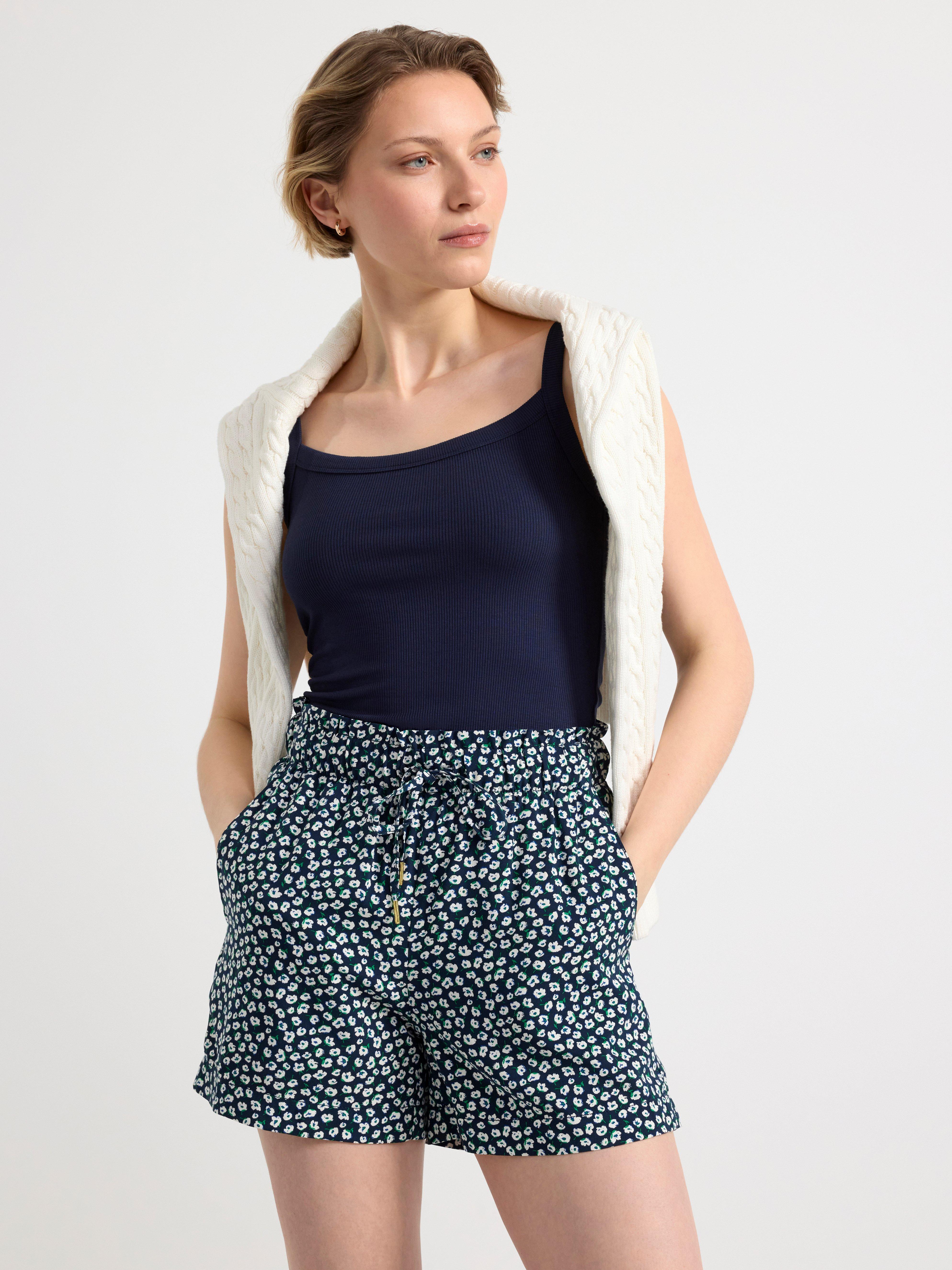 Patterned viscose shorts Navy