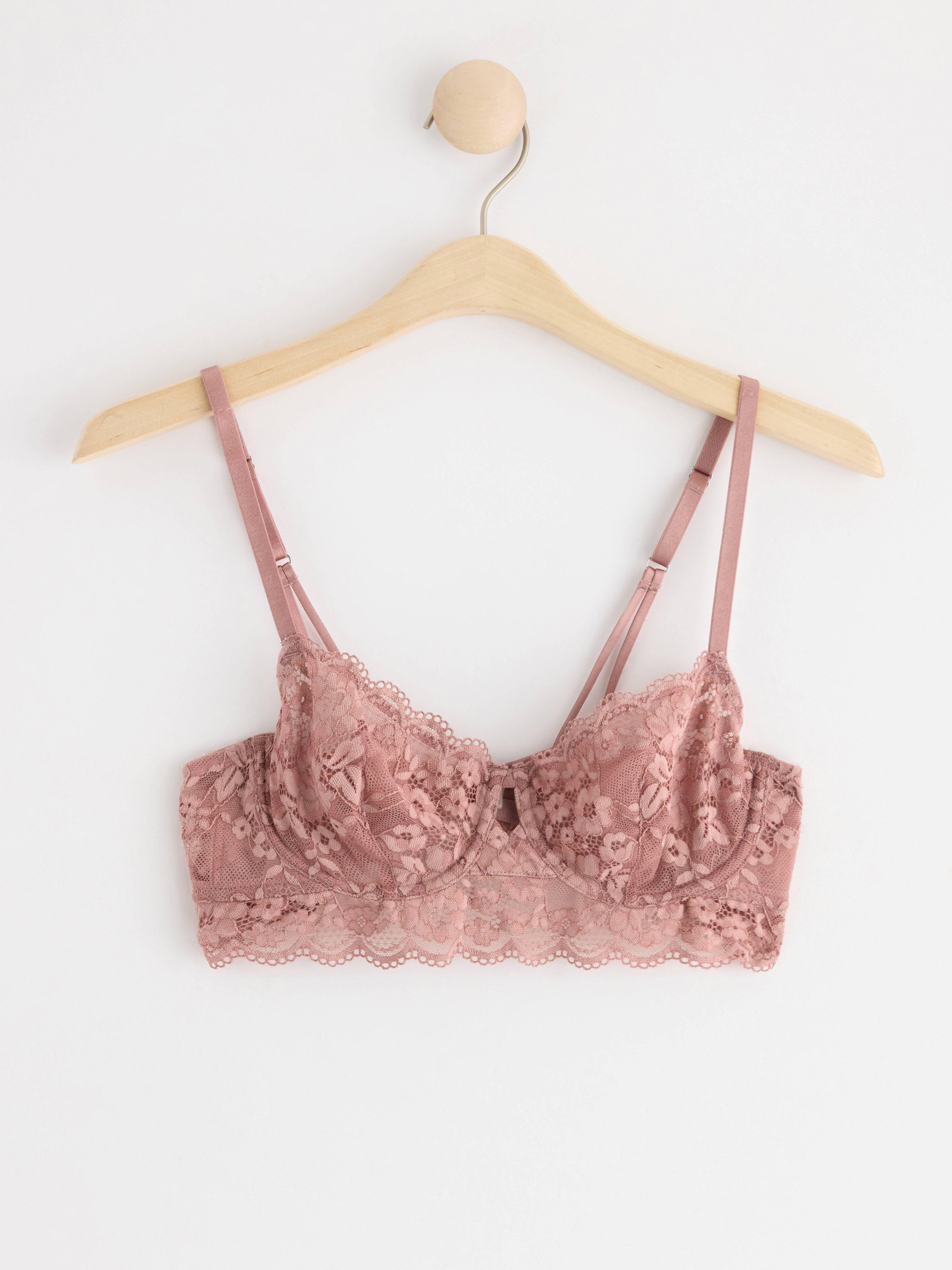Unpadded bra with lace Light Dusty Pink