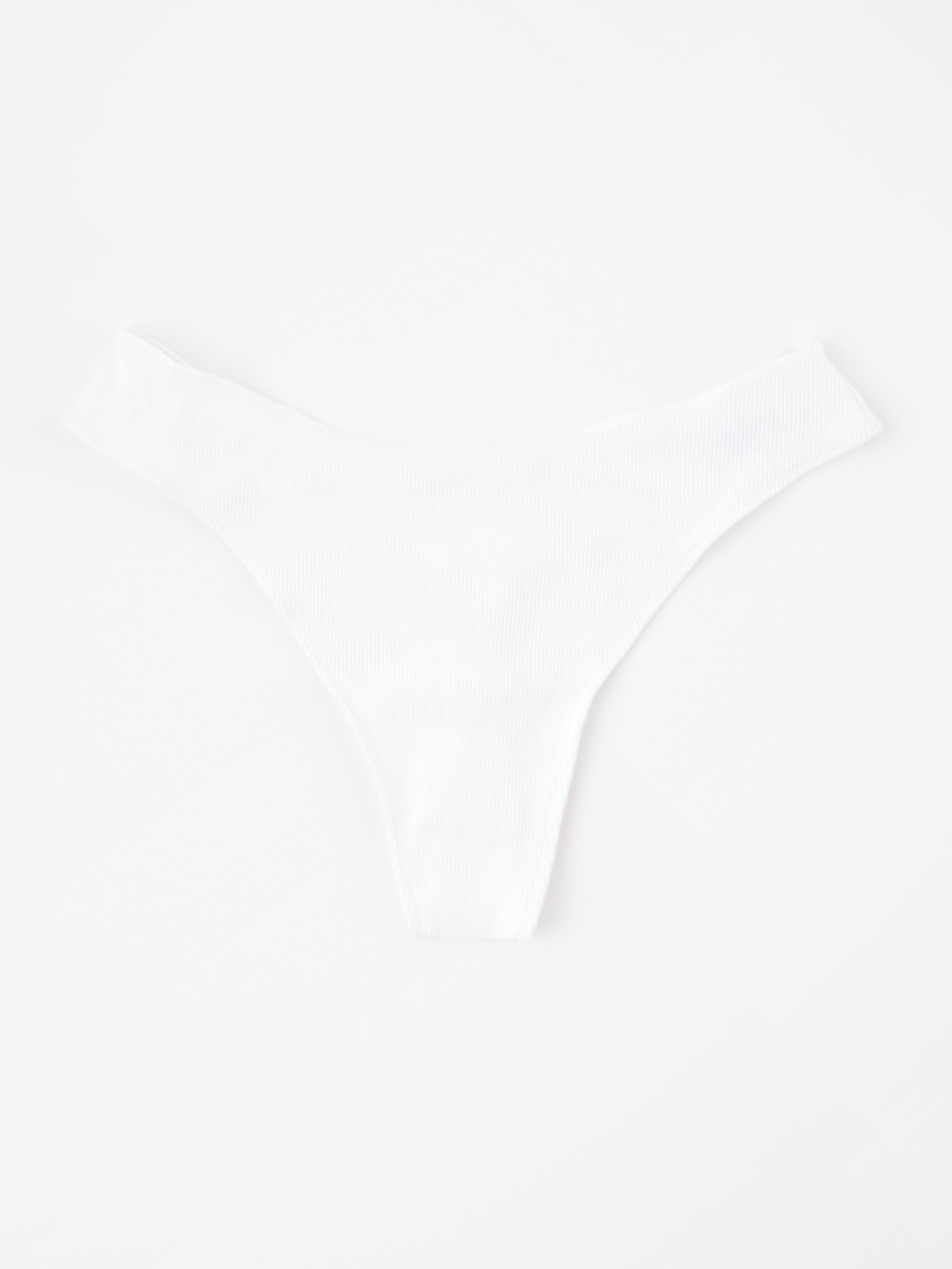 Ribbed thong low White