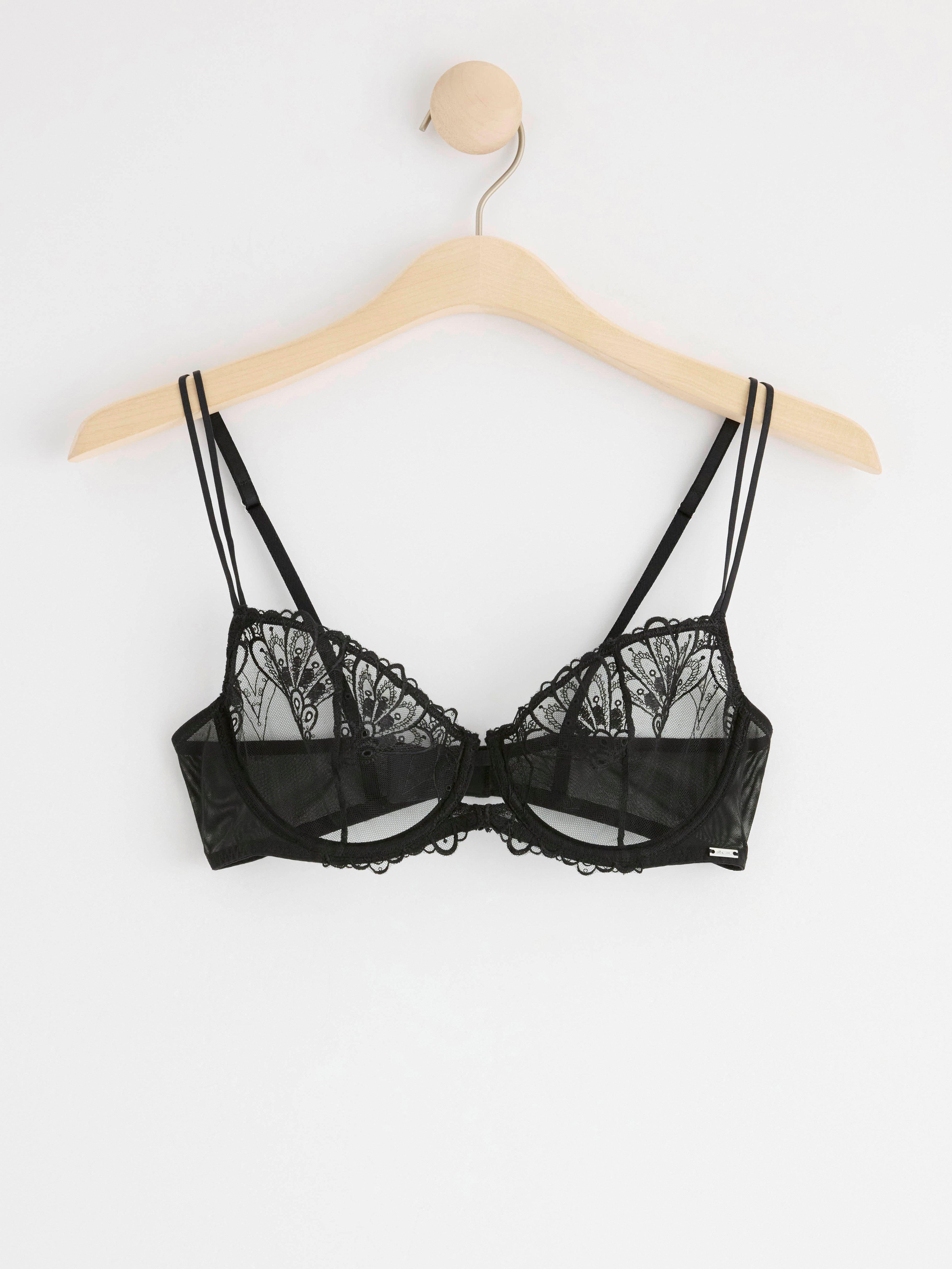 Senna unpadded bra with lace Black