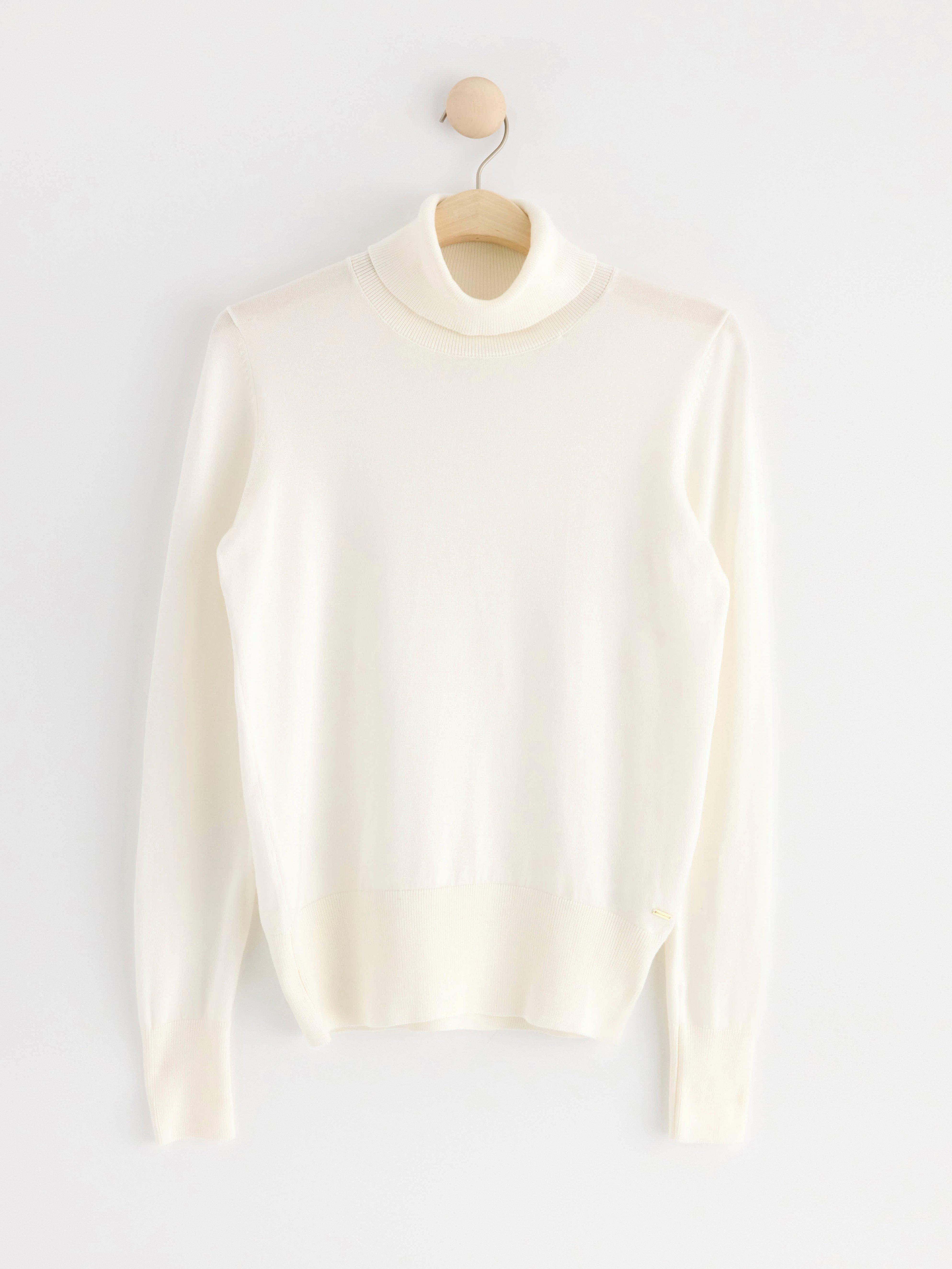 Fine-knit roll neck top Off White