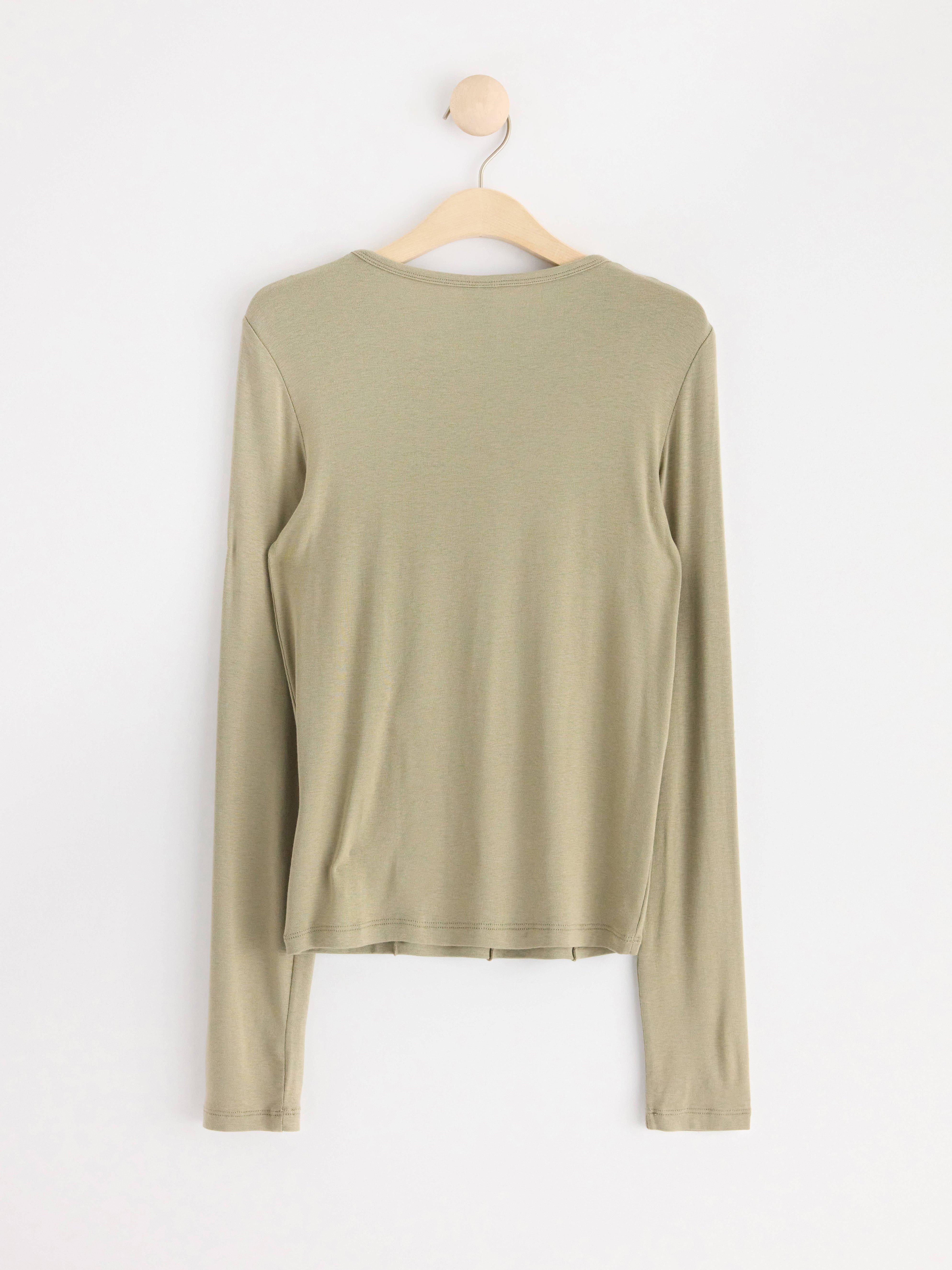 Long sleeve top with seams Khaki