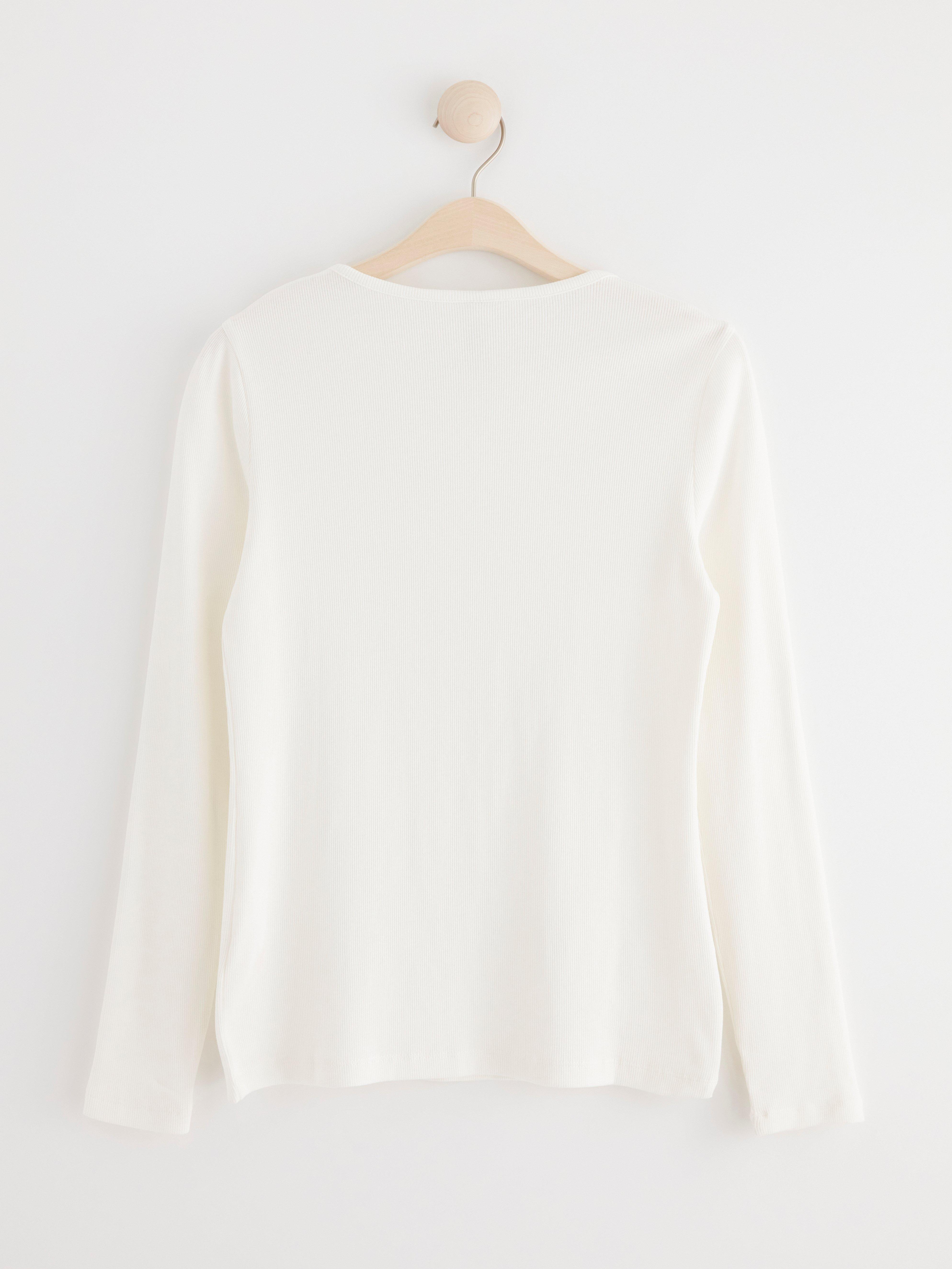Ribbed long sleeve pyjama top Off White