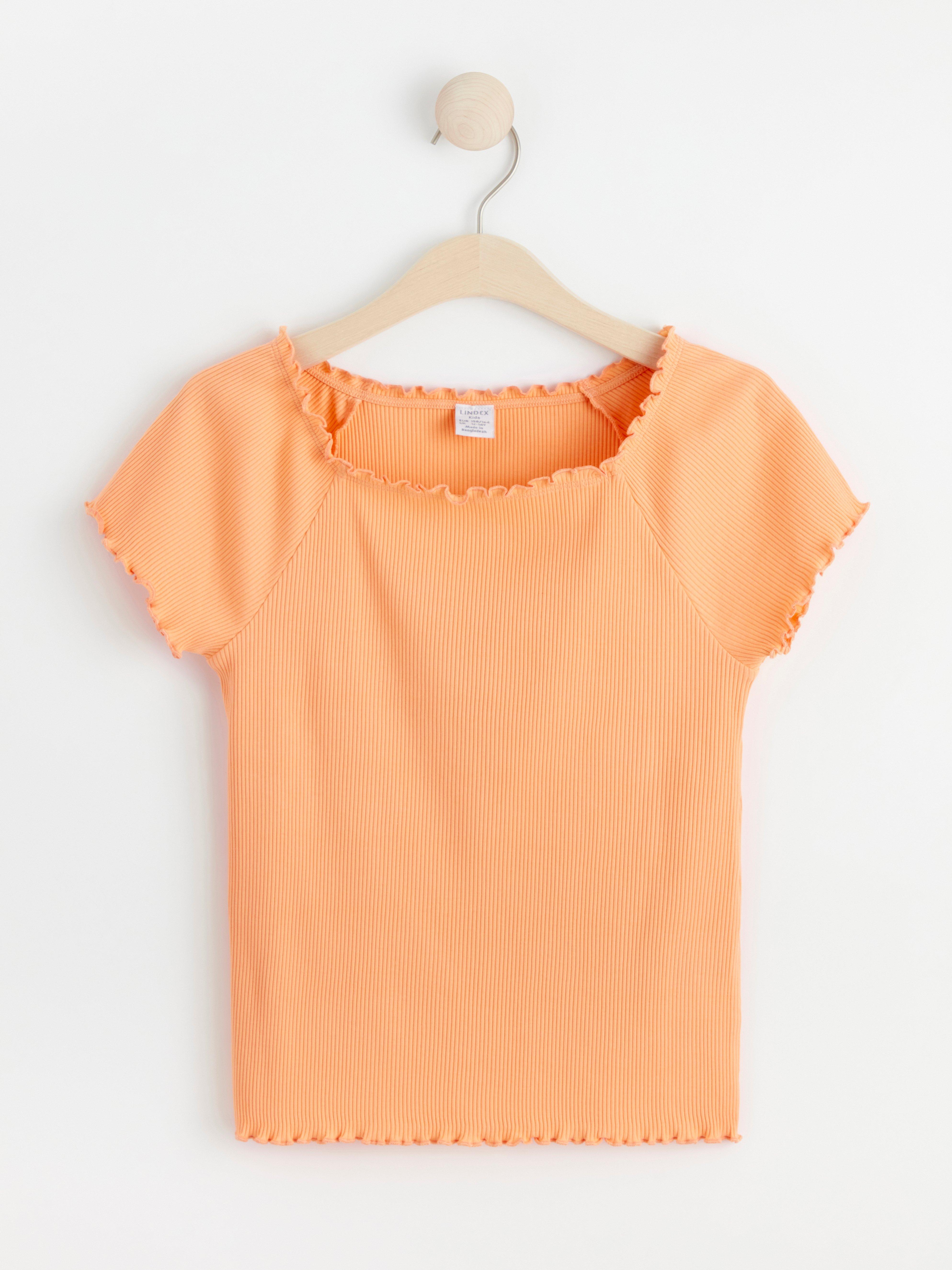 Ribbed short sleeve top Light Orange