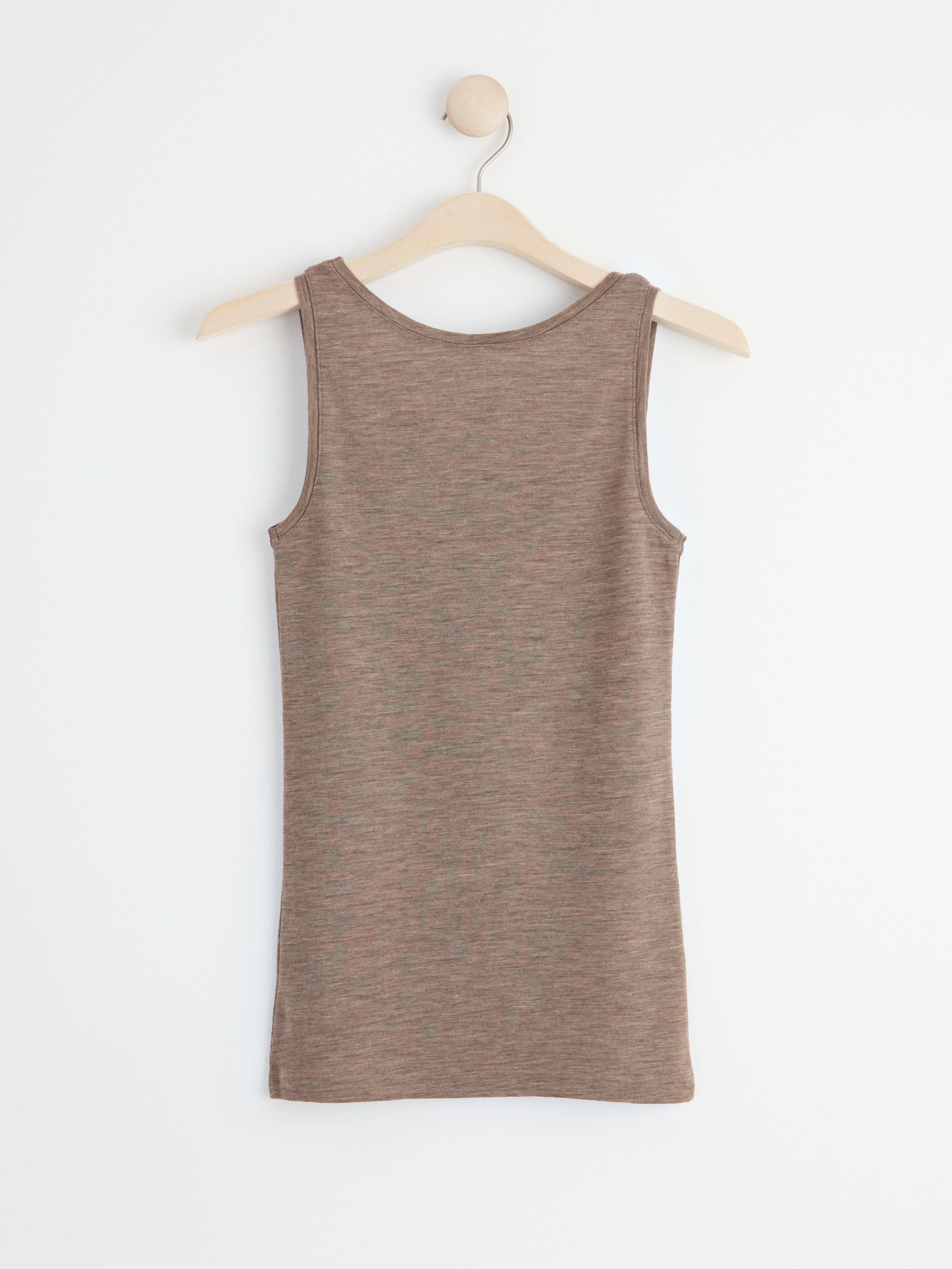 Tank top in merino wool Brown melange