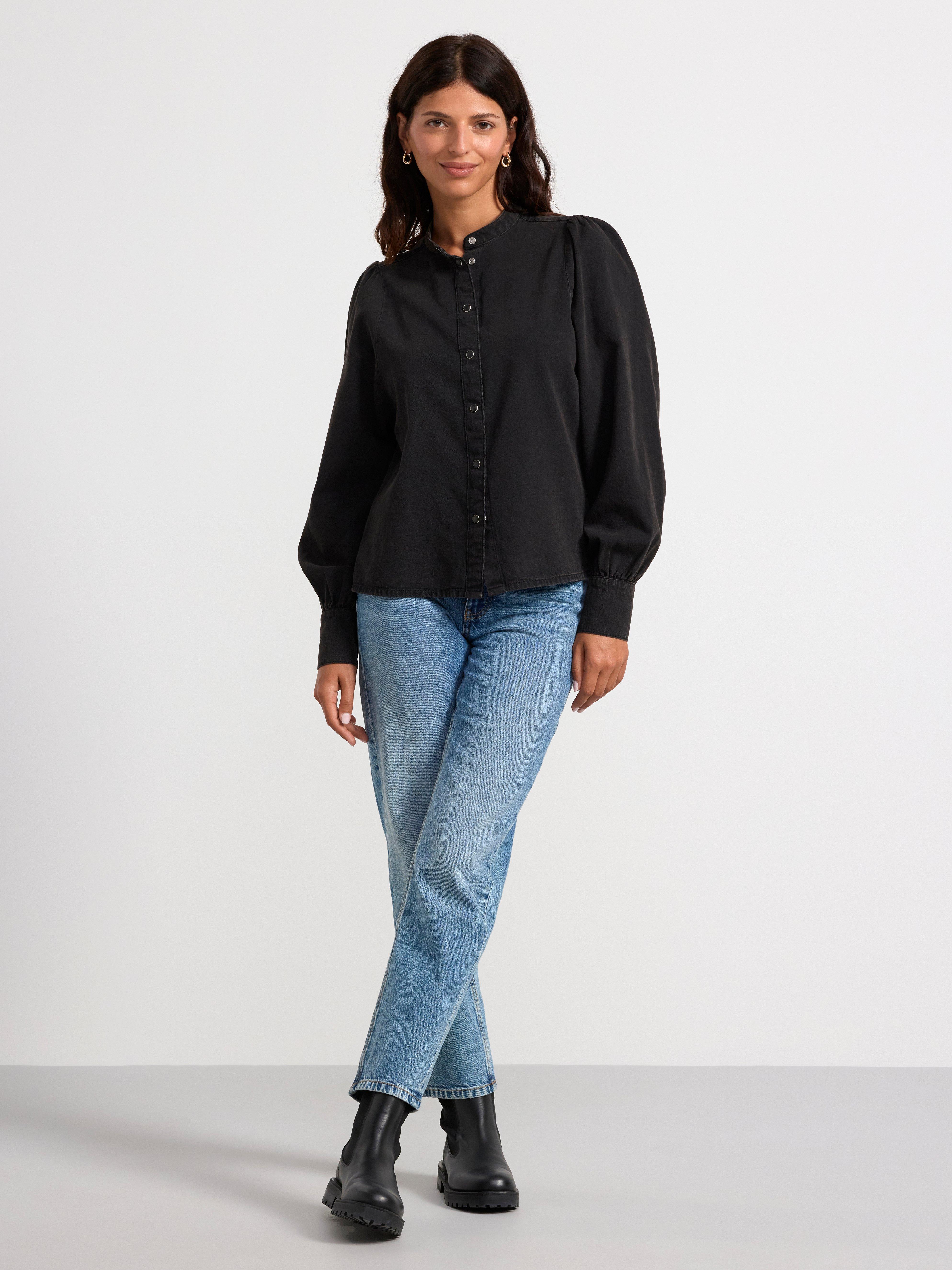 Denim blouse Black