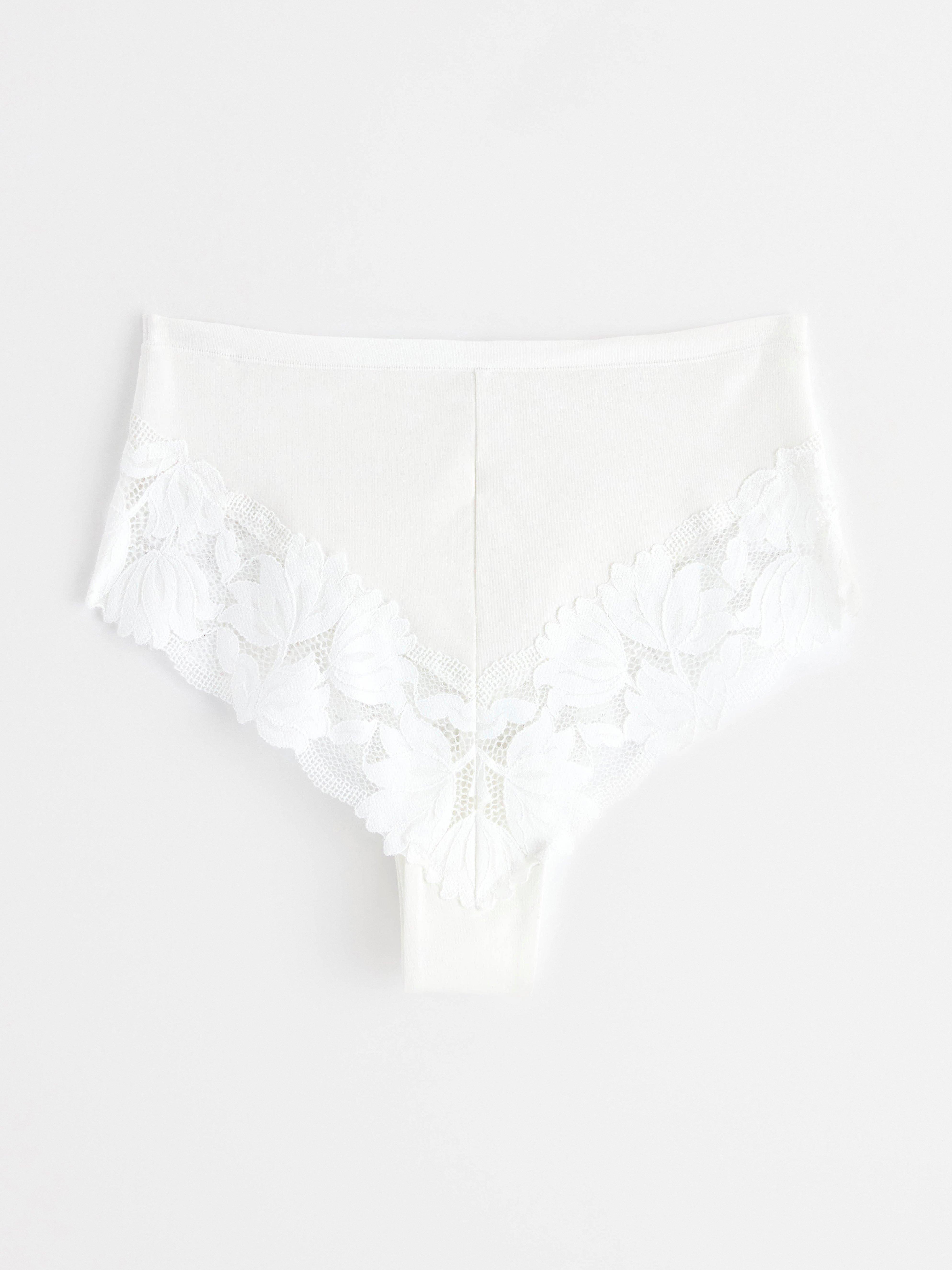 Brazilian briefs high waist with lace White