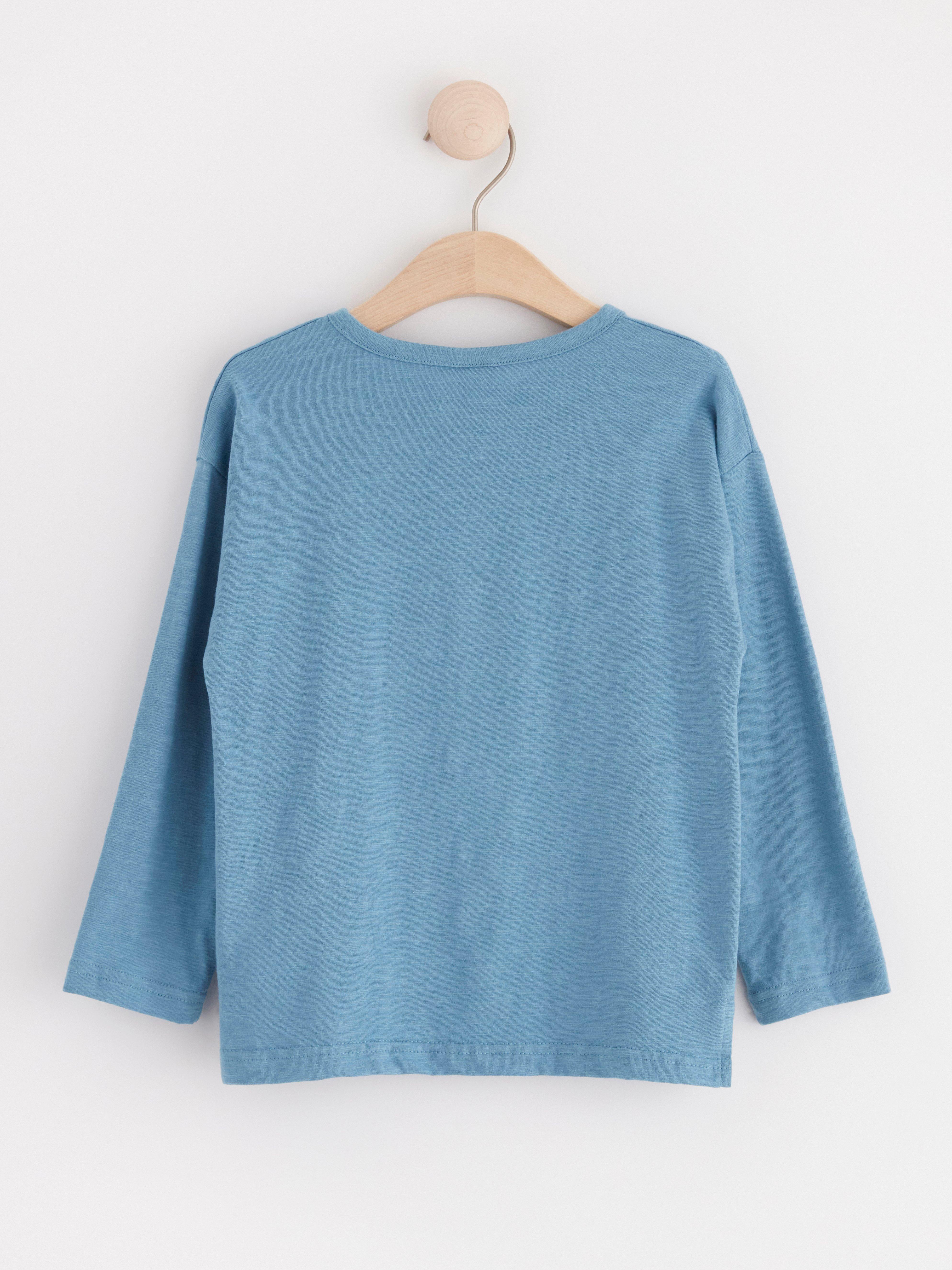 Long sleeve top with buttons Light Dusty Blue