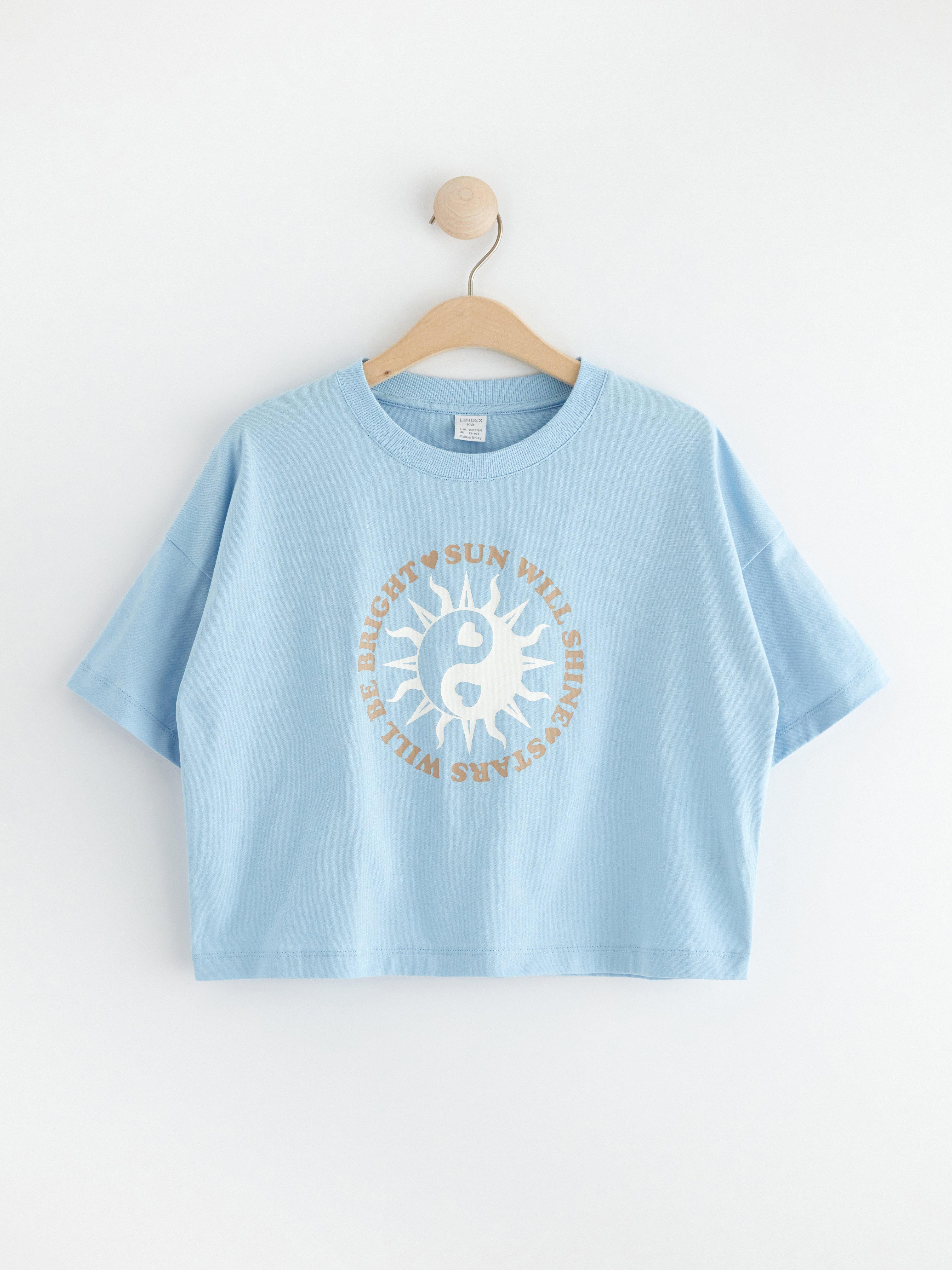 Top with print Light Blue