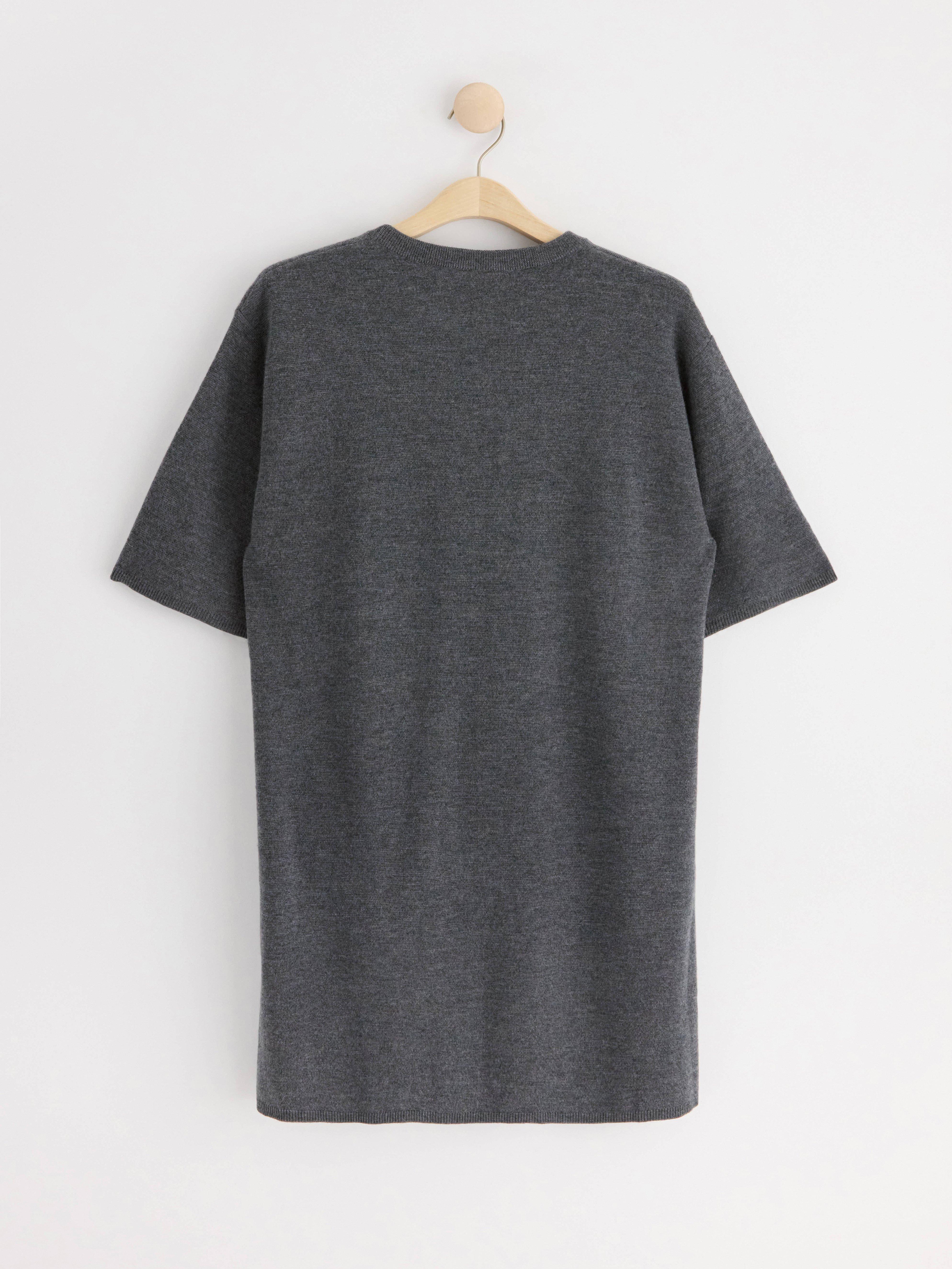 Knitted dress in merino wool Dark Grey Melange