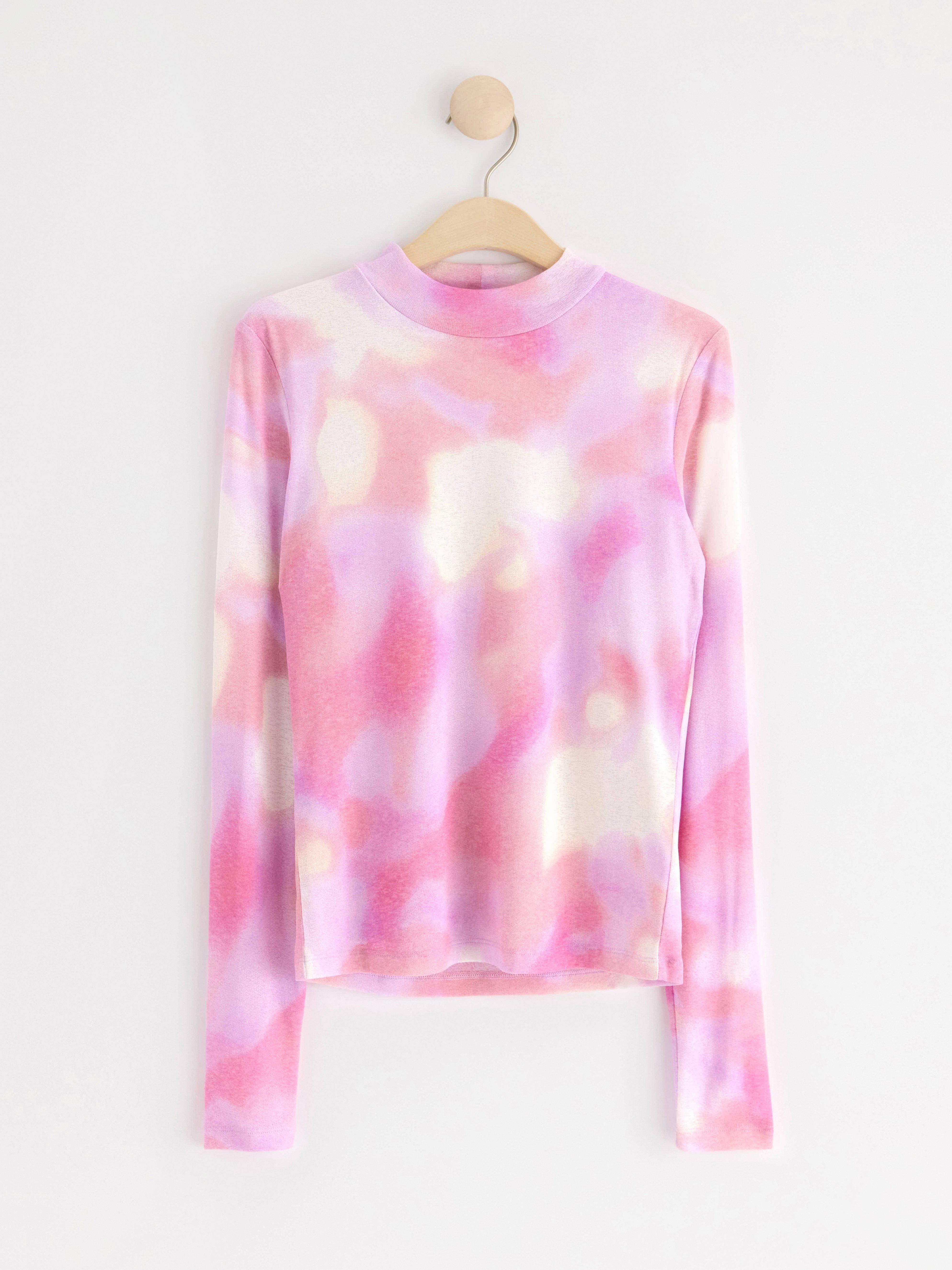 Long sleeve top with allover pattern Pink