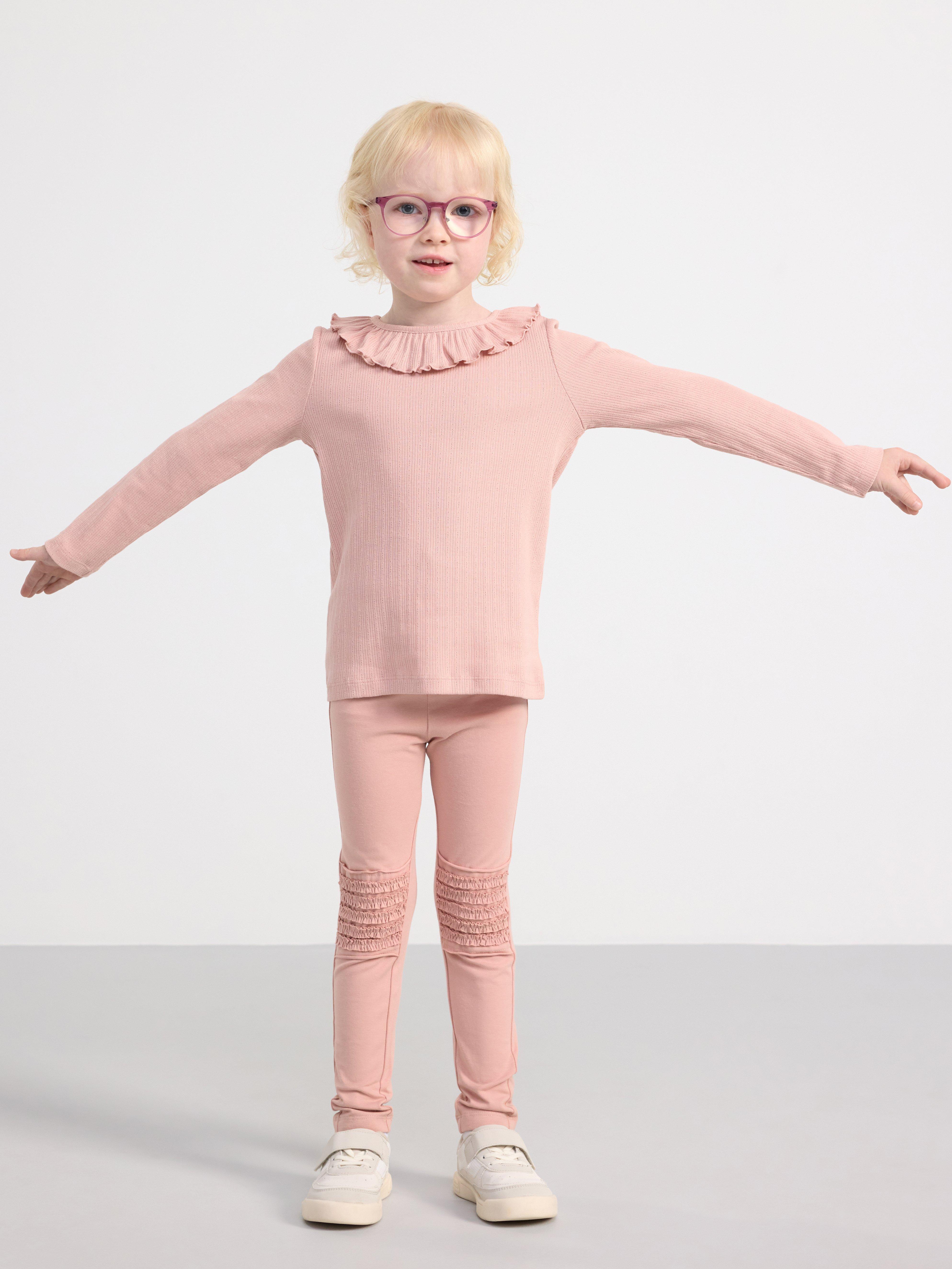 Ribbed top with frill collar Dusty Pink