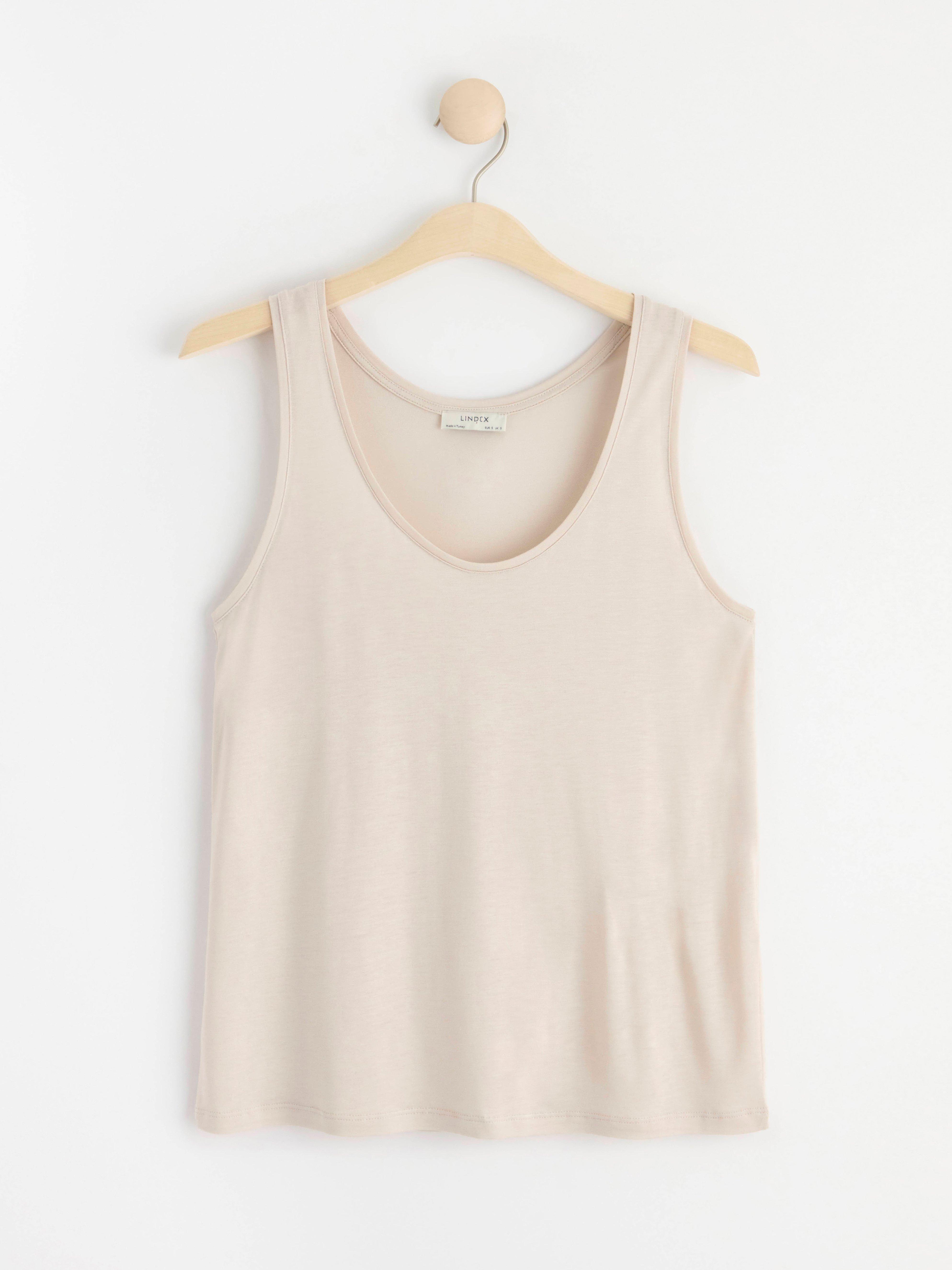 Viscose tank top Light Beige