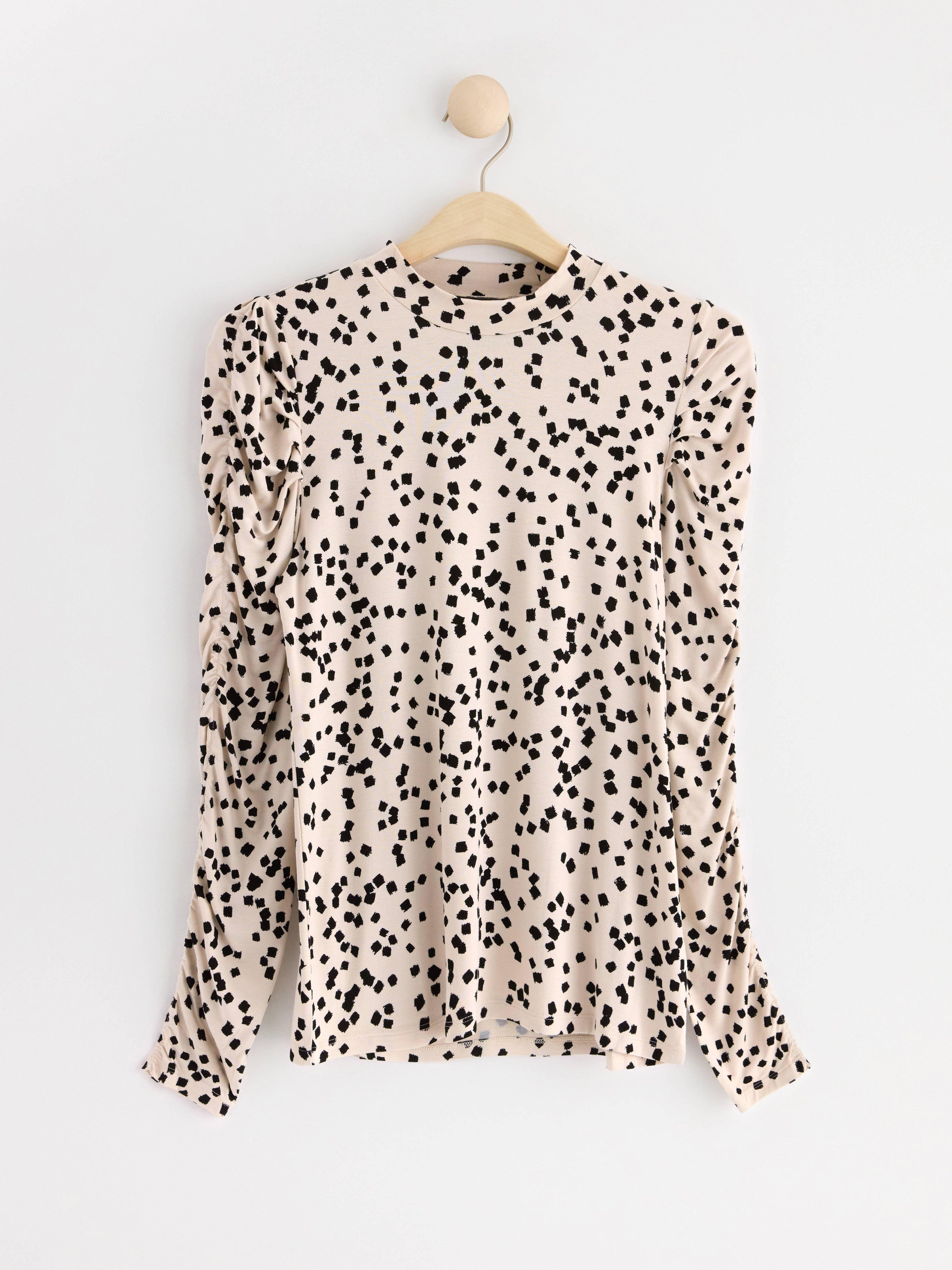 Long sleeve jersey top Light Beige
