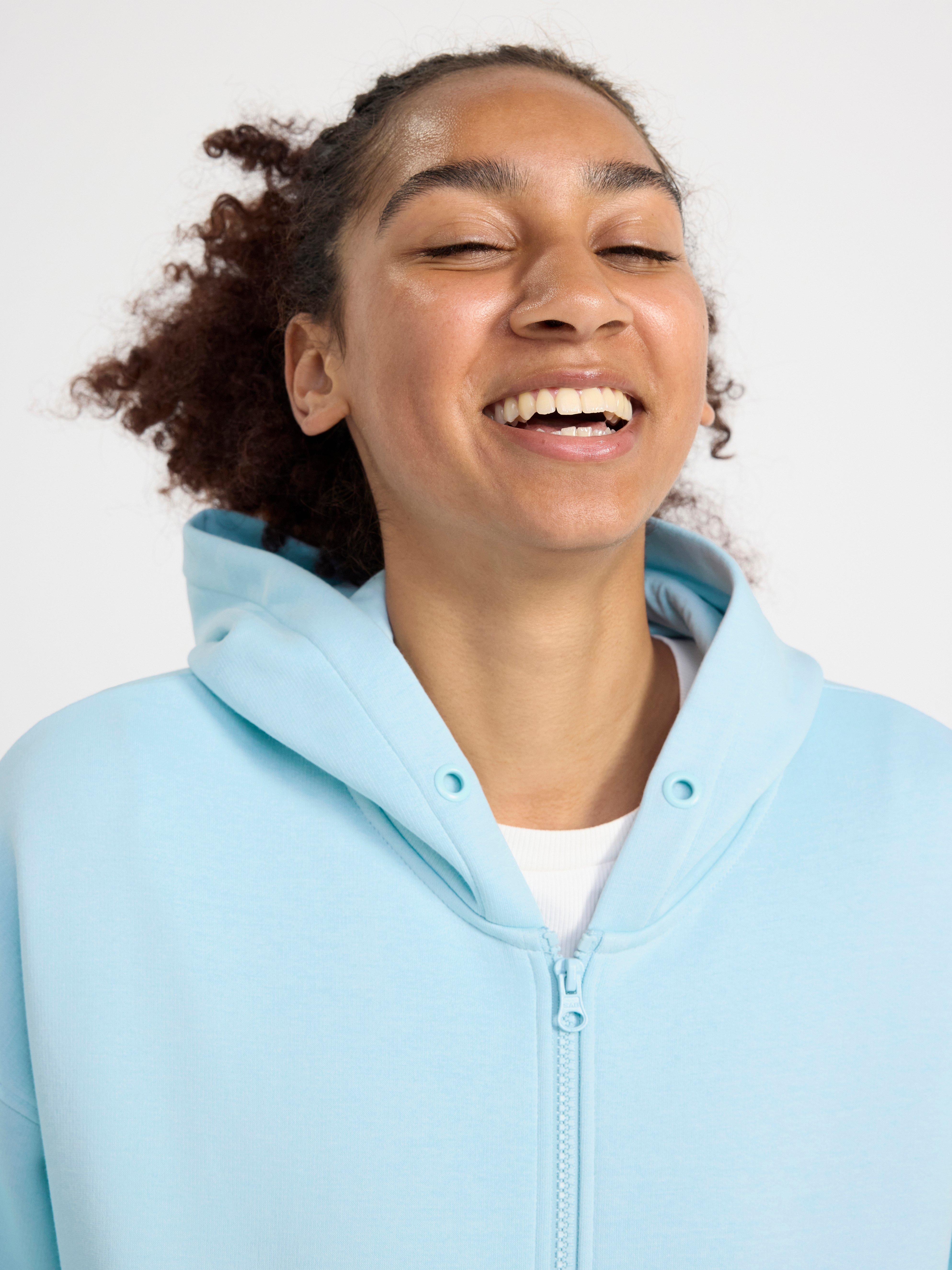 Zip hoodie with brushed inside Light Blue