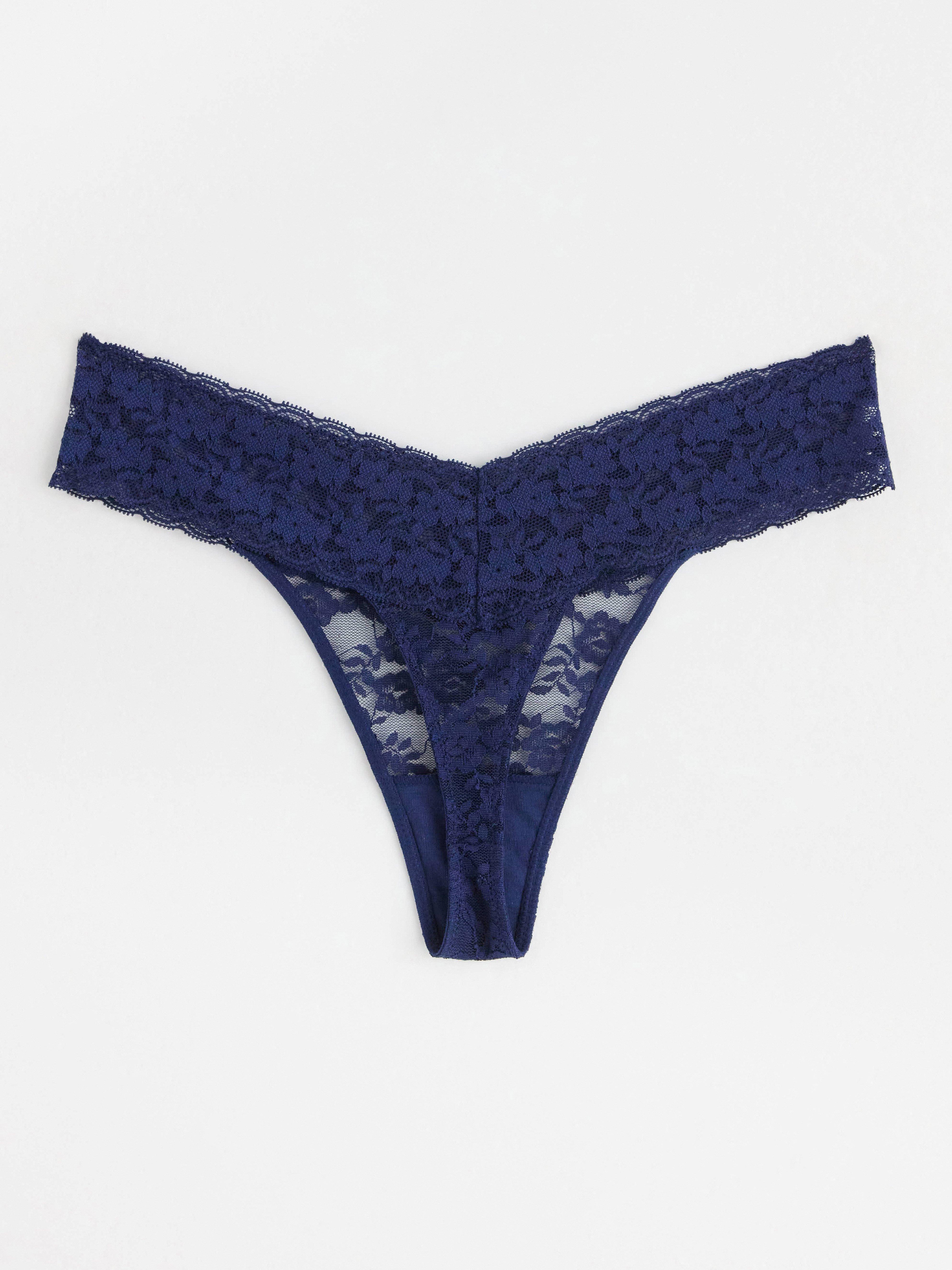 Thong low waist with lace Dark Blue