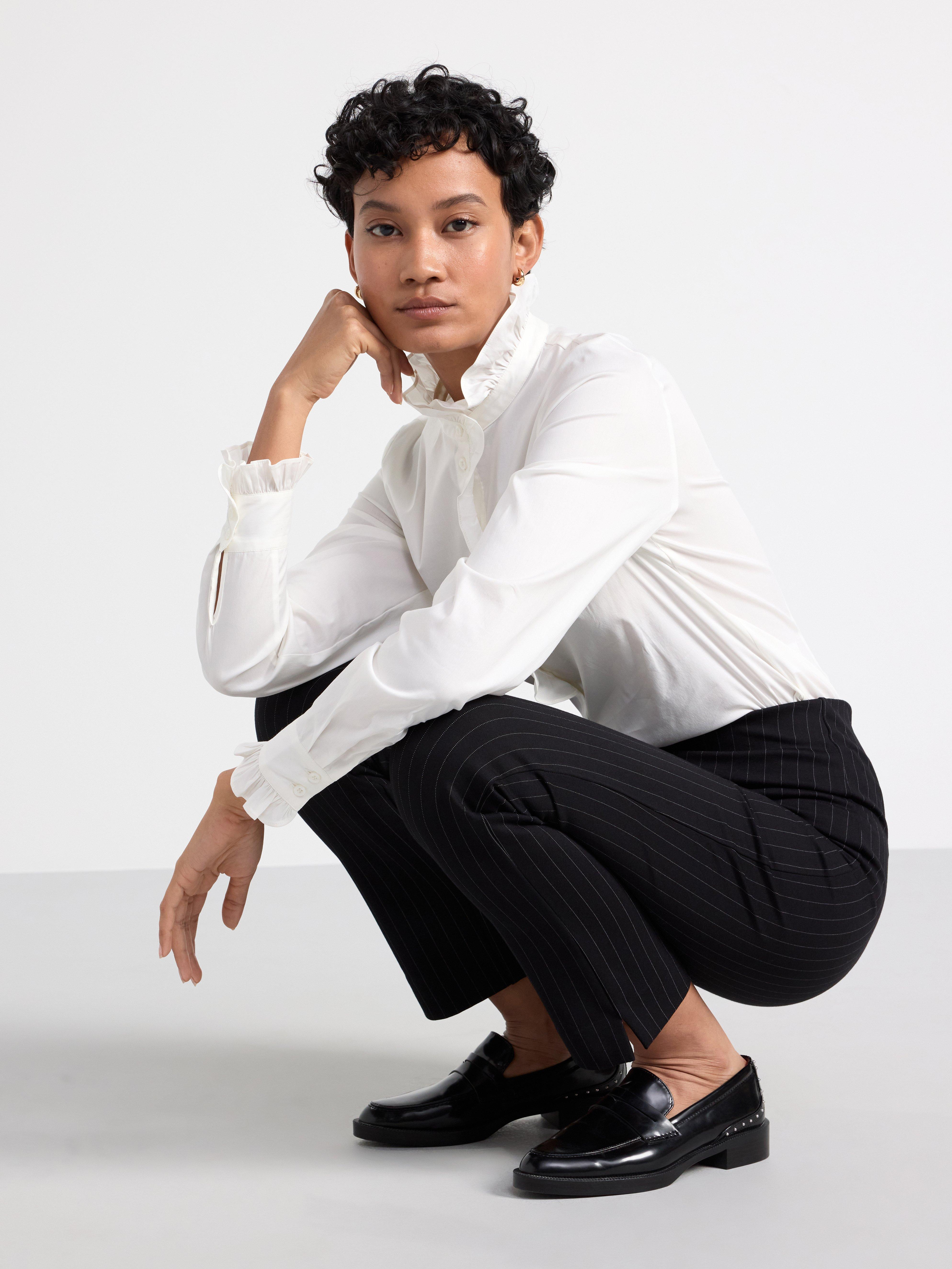 High waist trousers in stretchy jersey Black