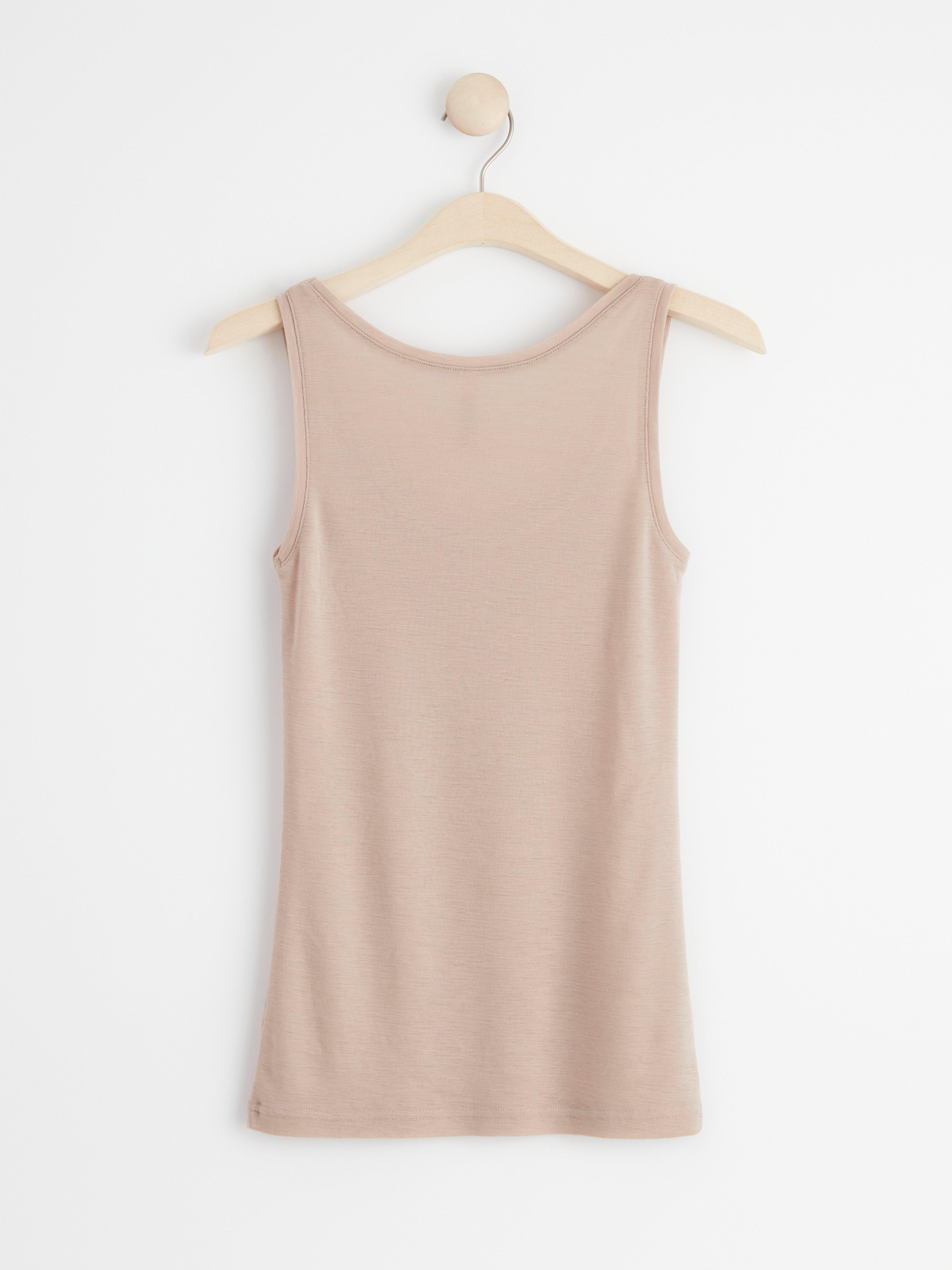 Tank top in merino wool Dusty Beige