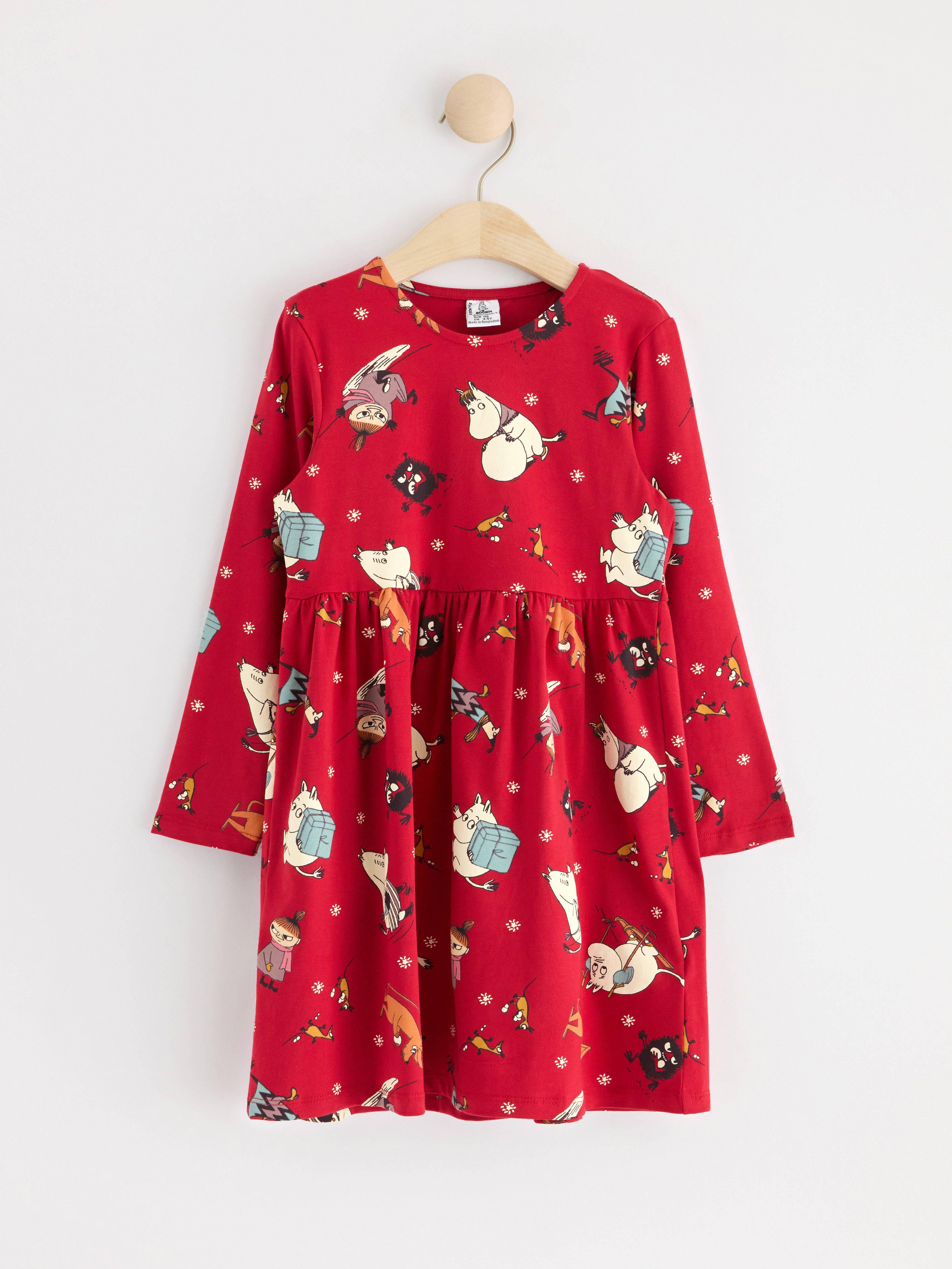 Long sleeve dress with Moomin Dark Red