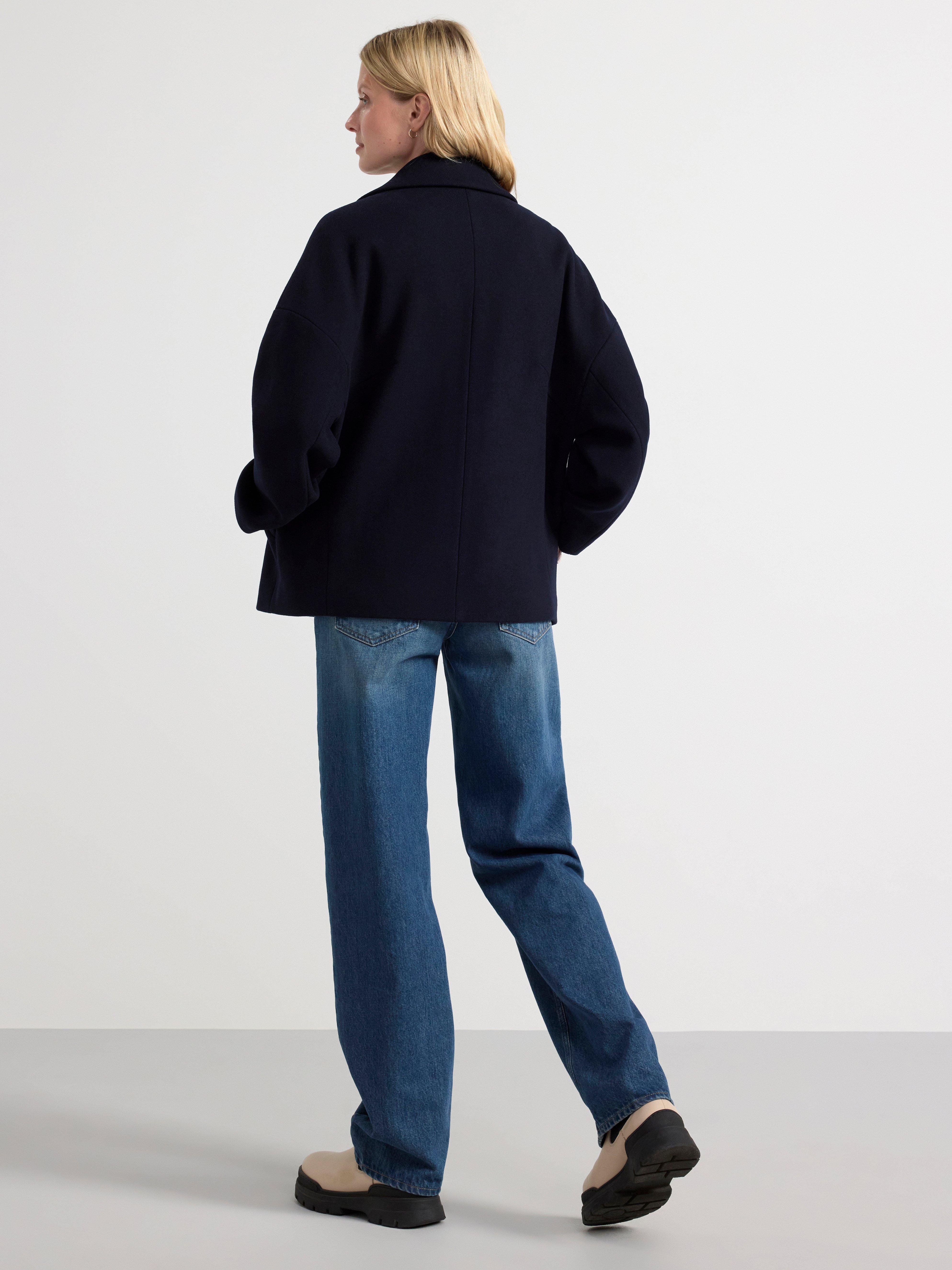 Jacket in wool blend with double button closure Dark Blue