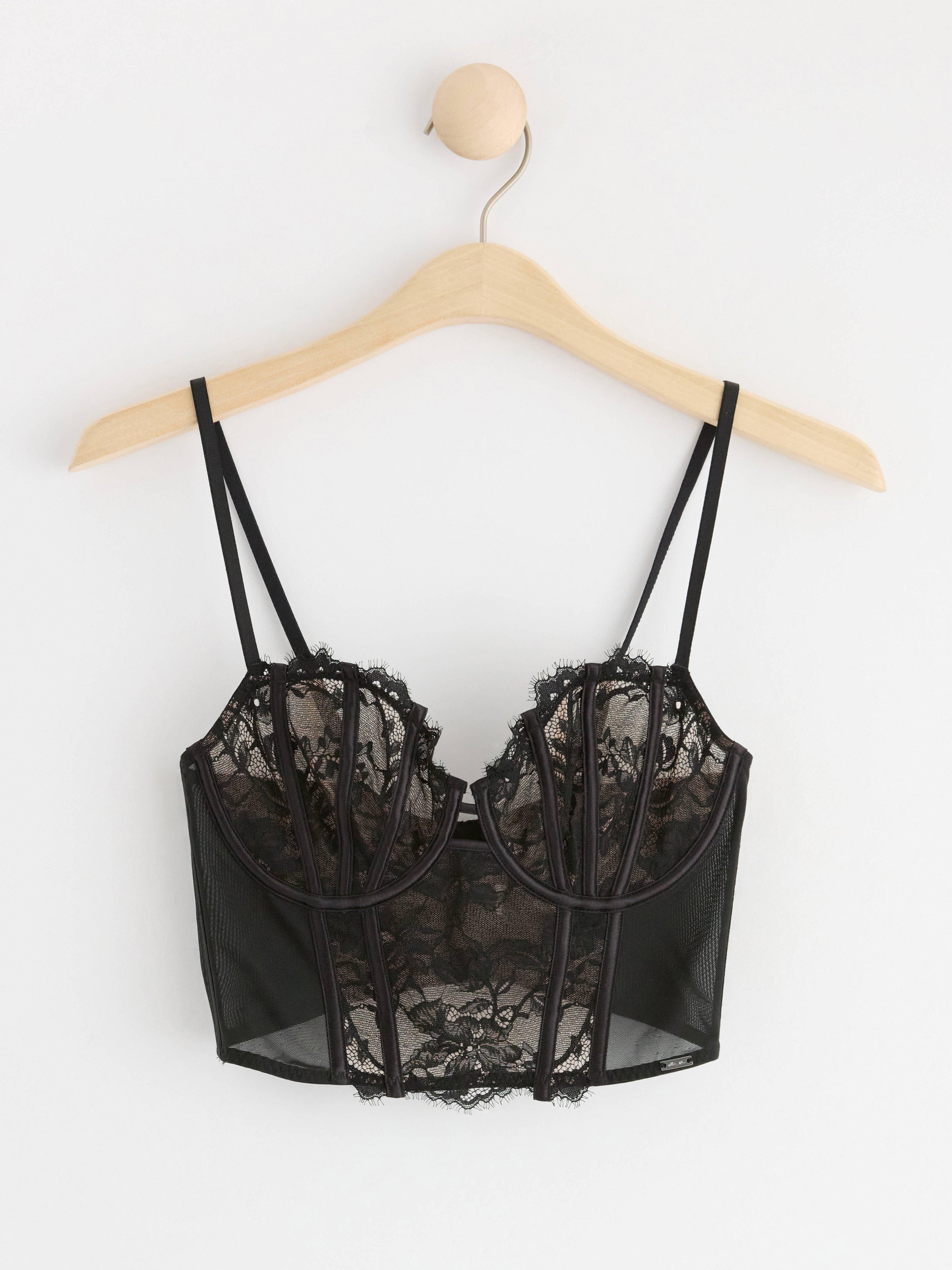 Senna unpadded bustier in lace Black