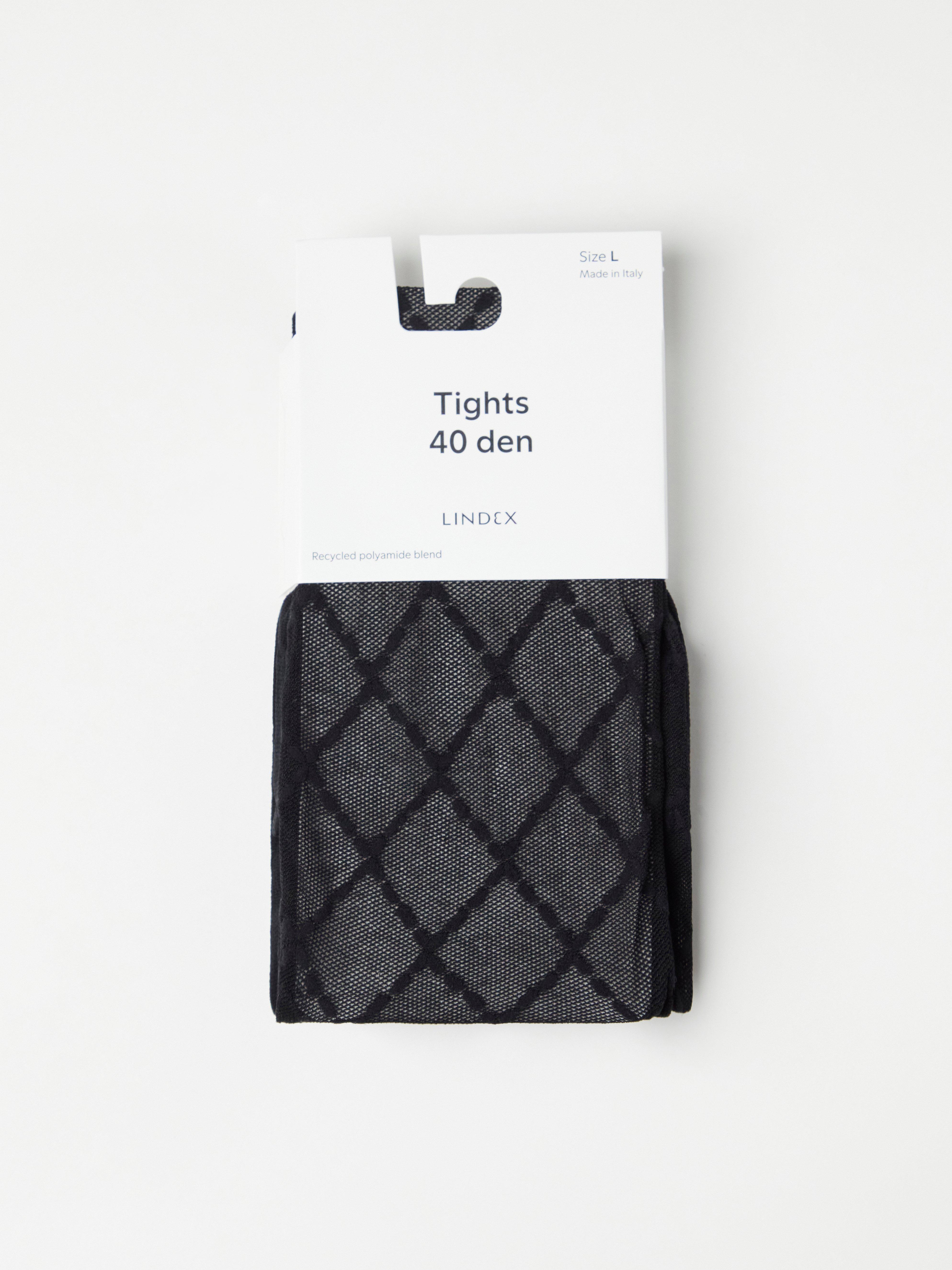 Argyle patterned tights 40 denier Black