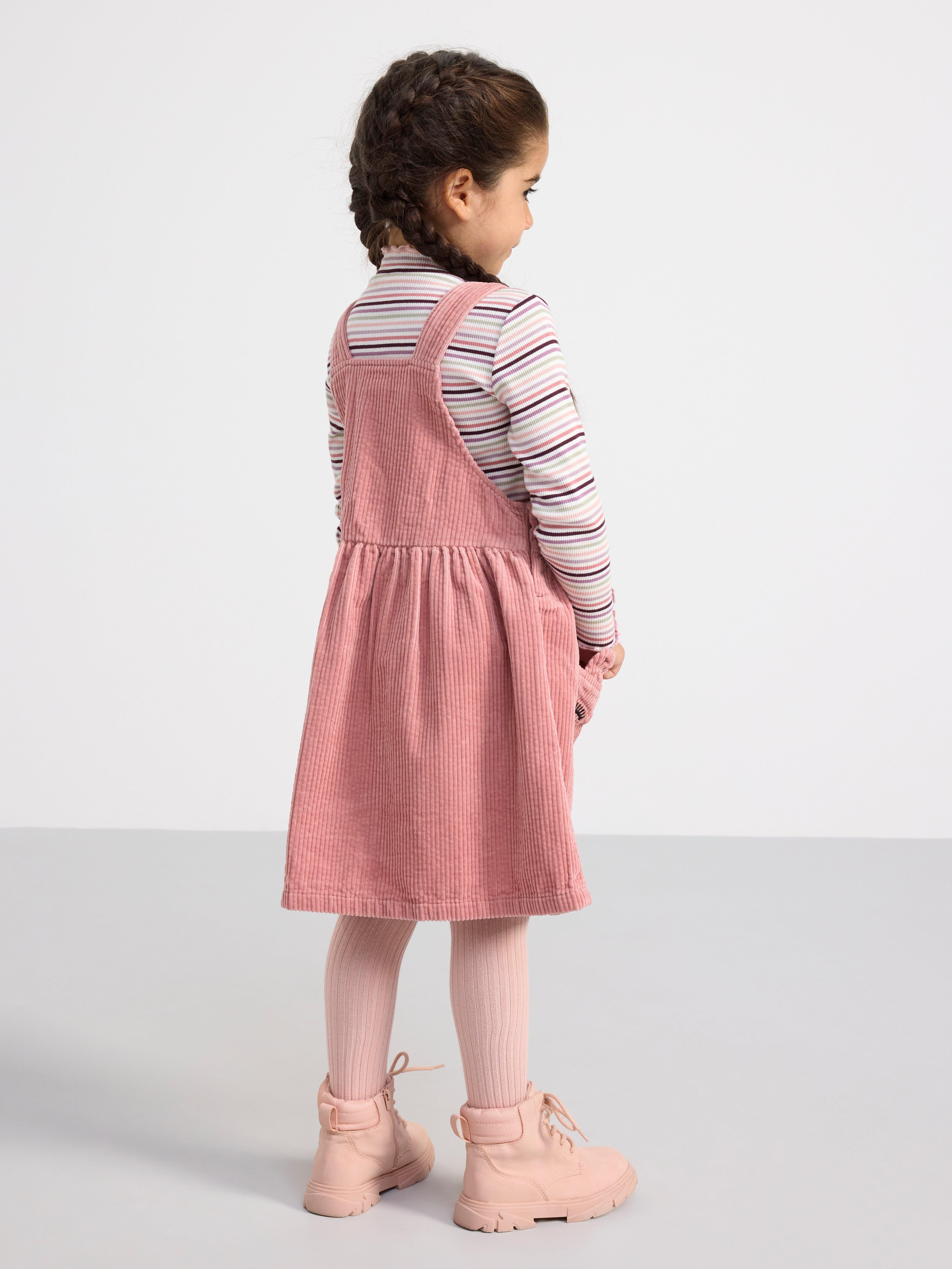 Bib dress in corduroy Dusty Pink