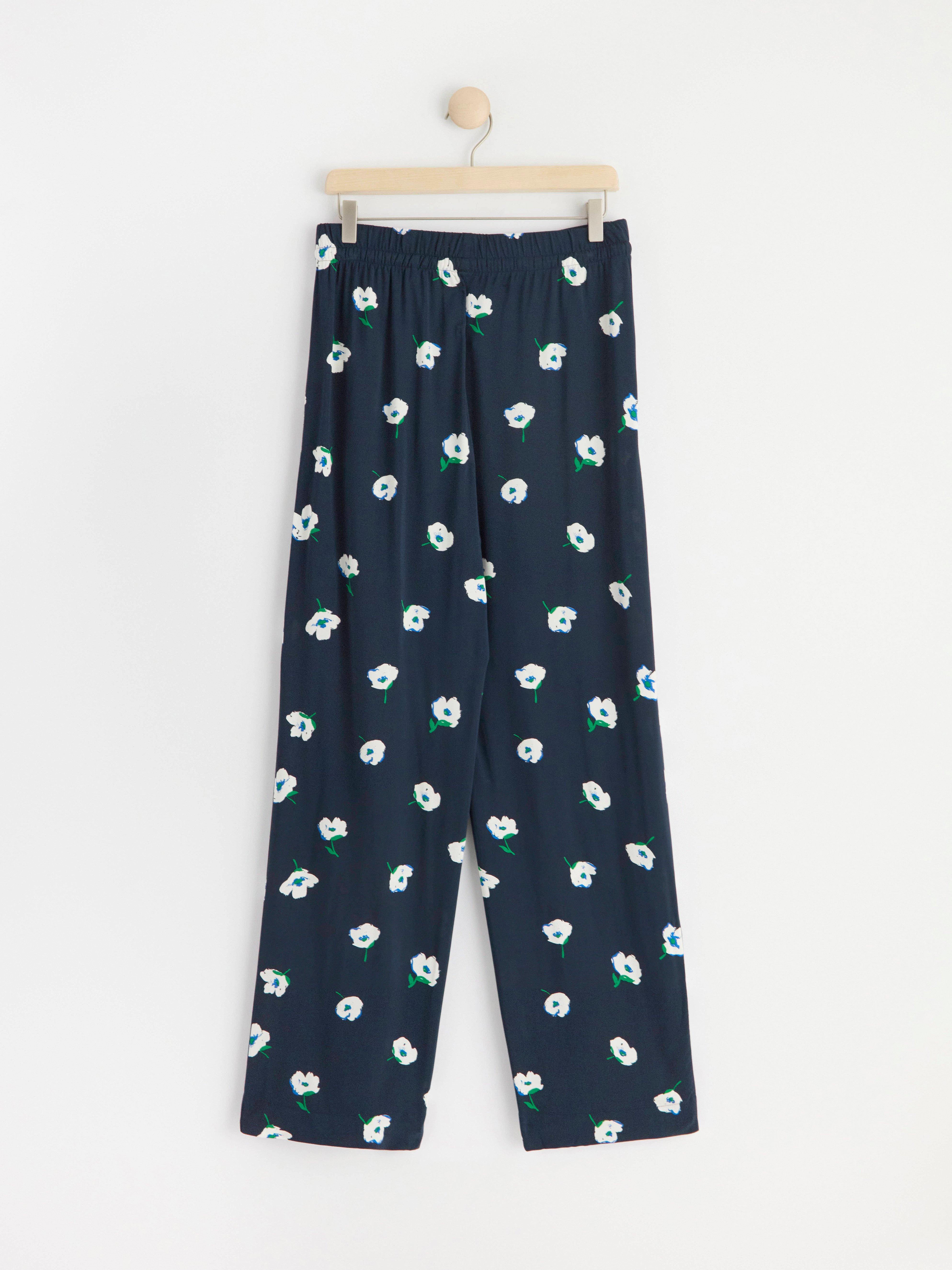 BELLA Straight patterned trousers Navy