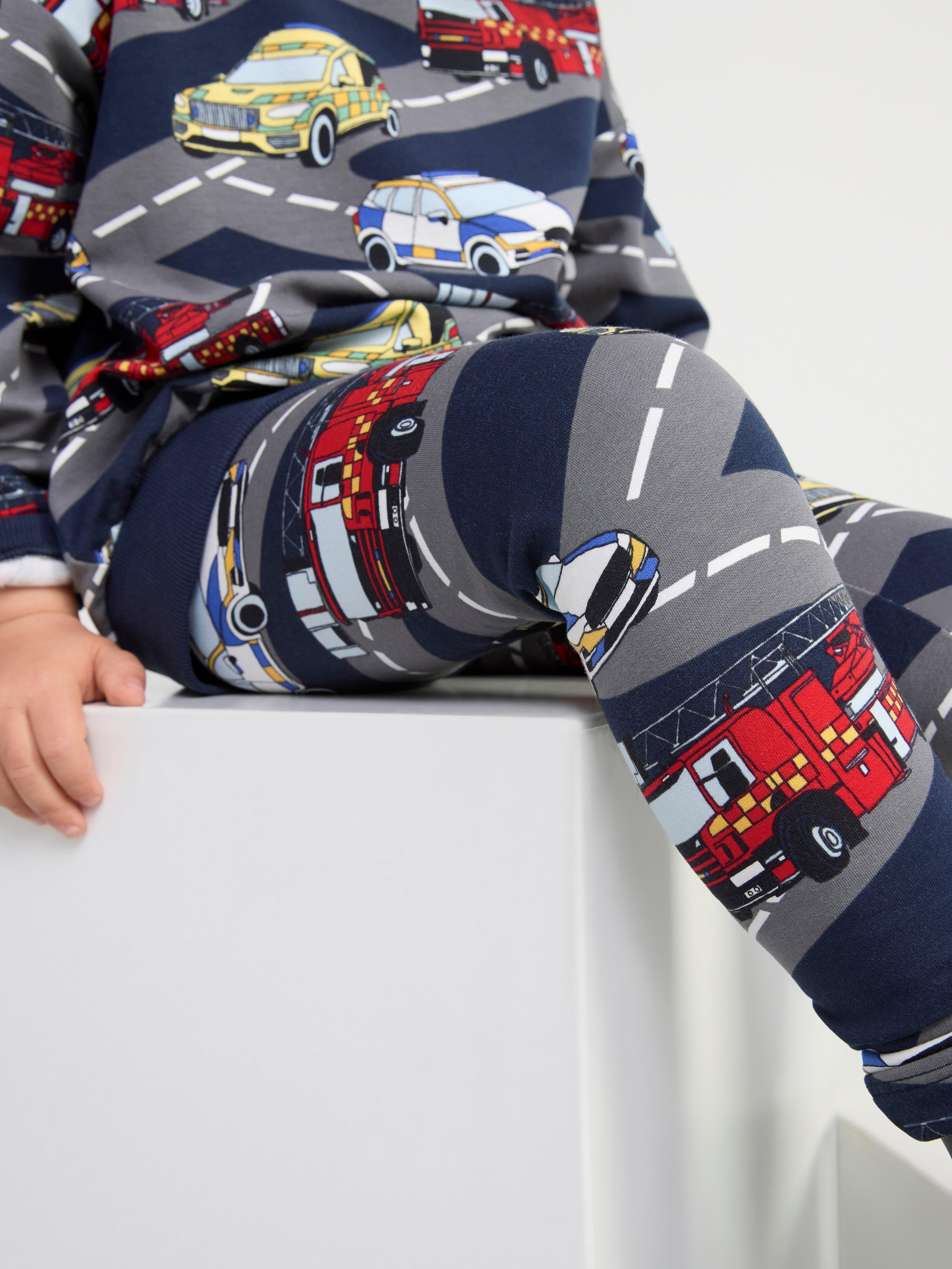 Leggings with brushed inside and cars Dark Navy