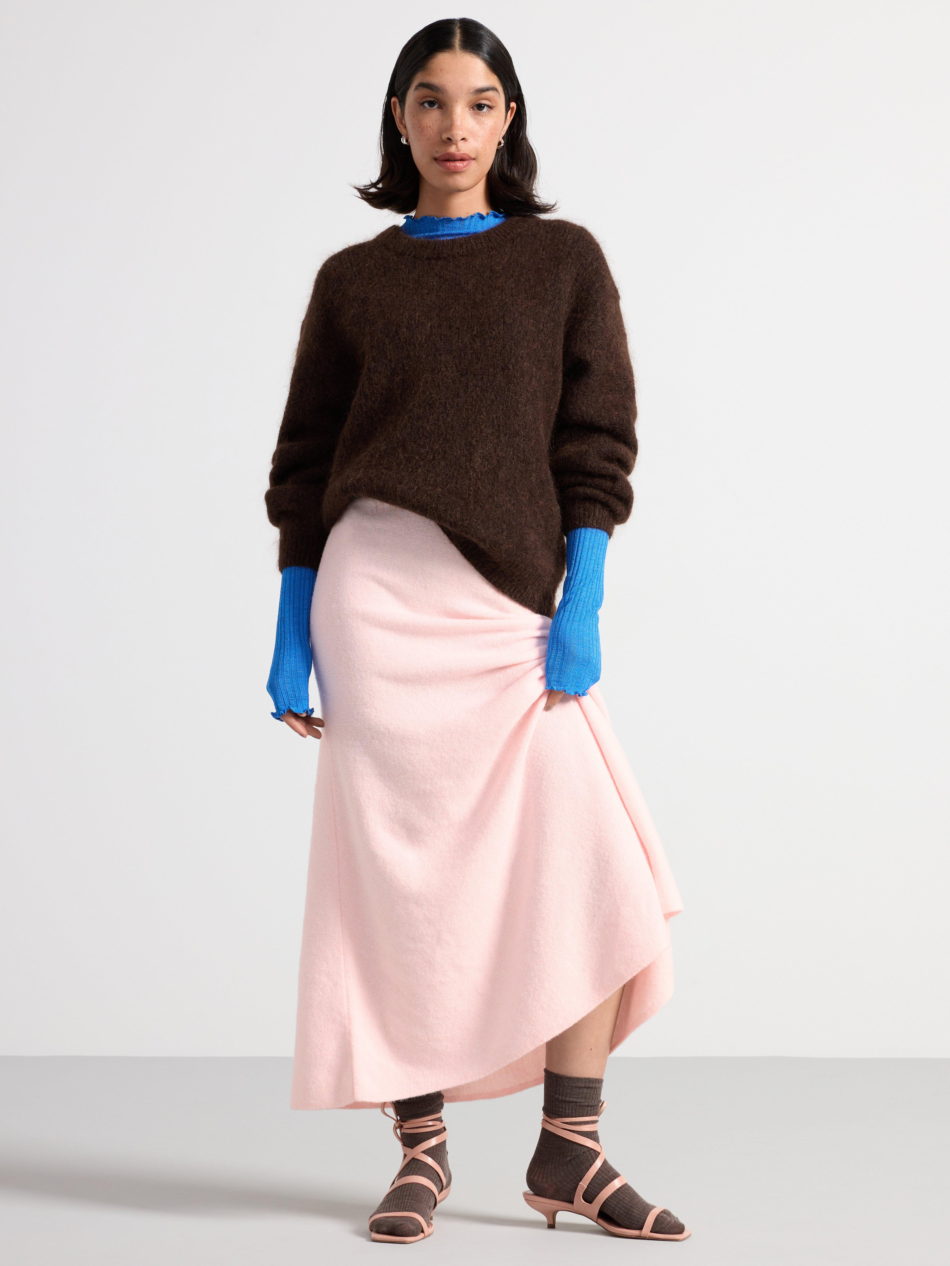 Knitted jumper in mohair blend brown