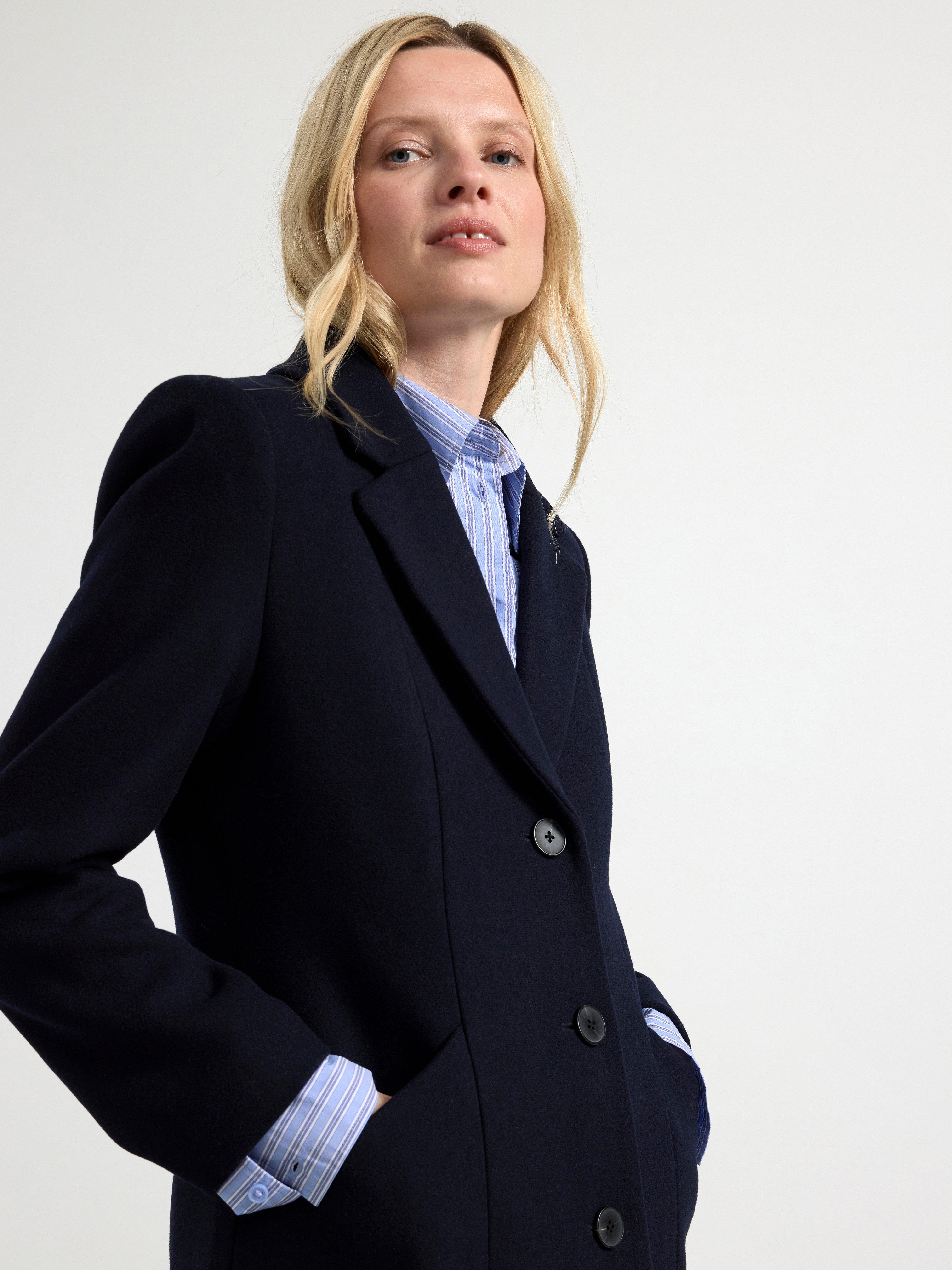 Coat in wool blend Dark Blue