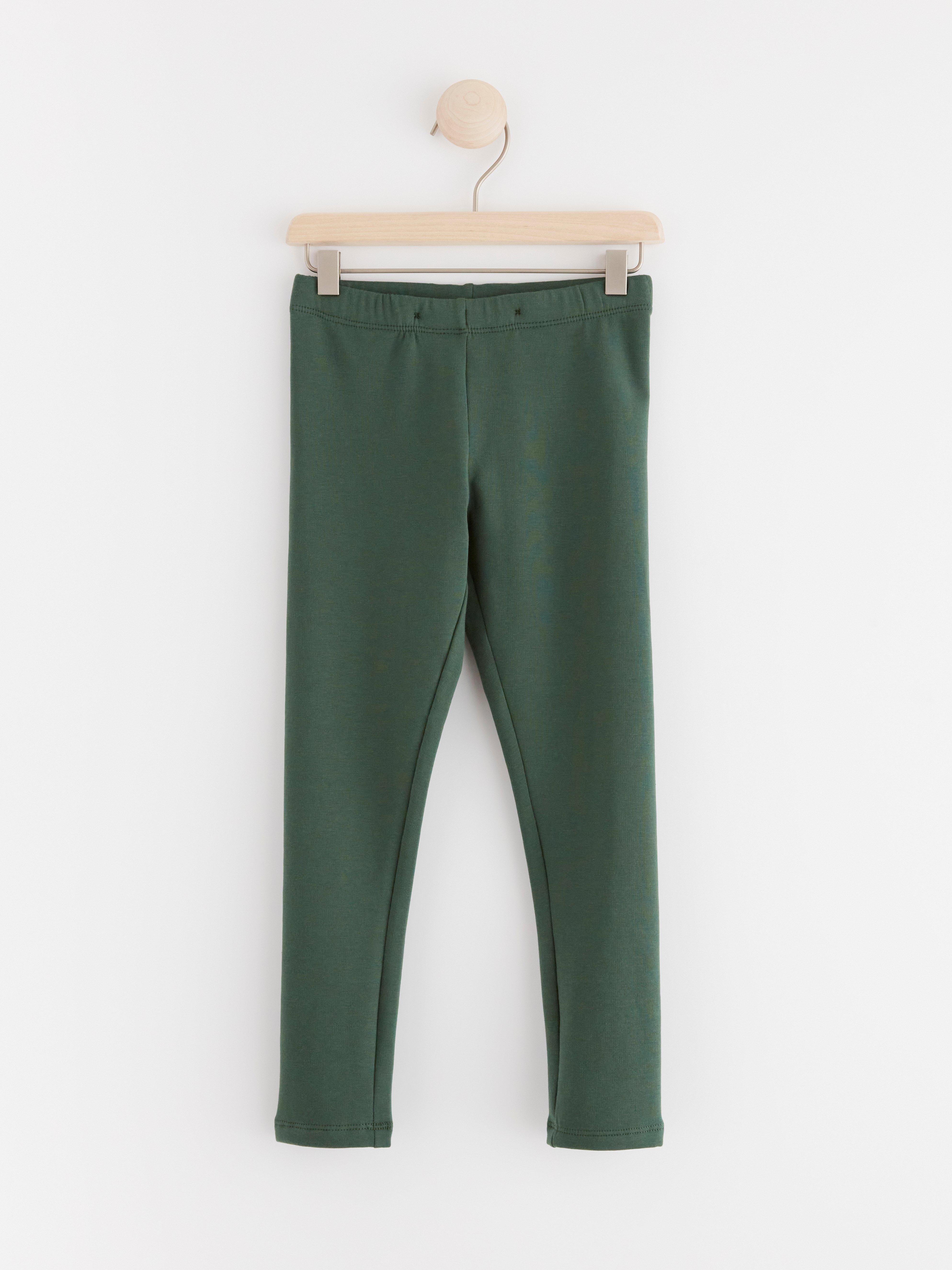 Leggings with brushed inside Dark Dusty Green