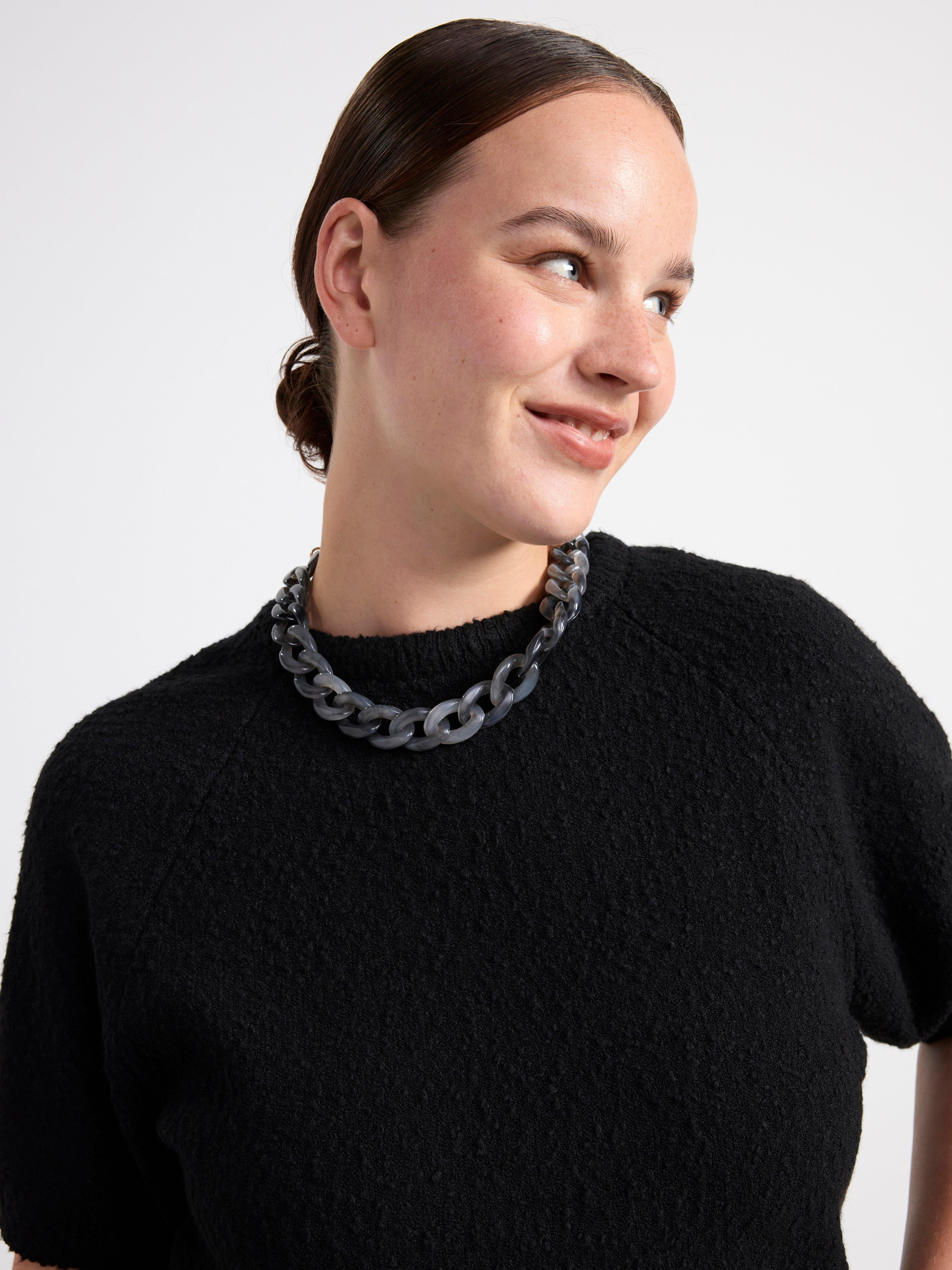Jumper knitted with short sleeves Black