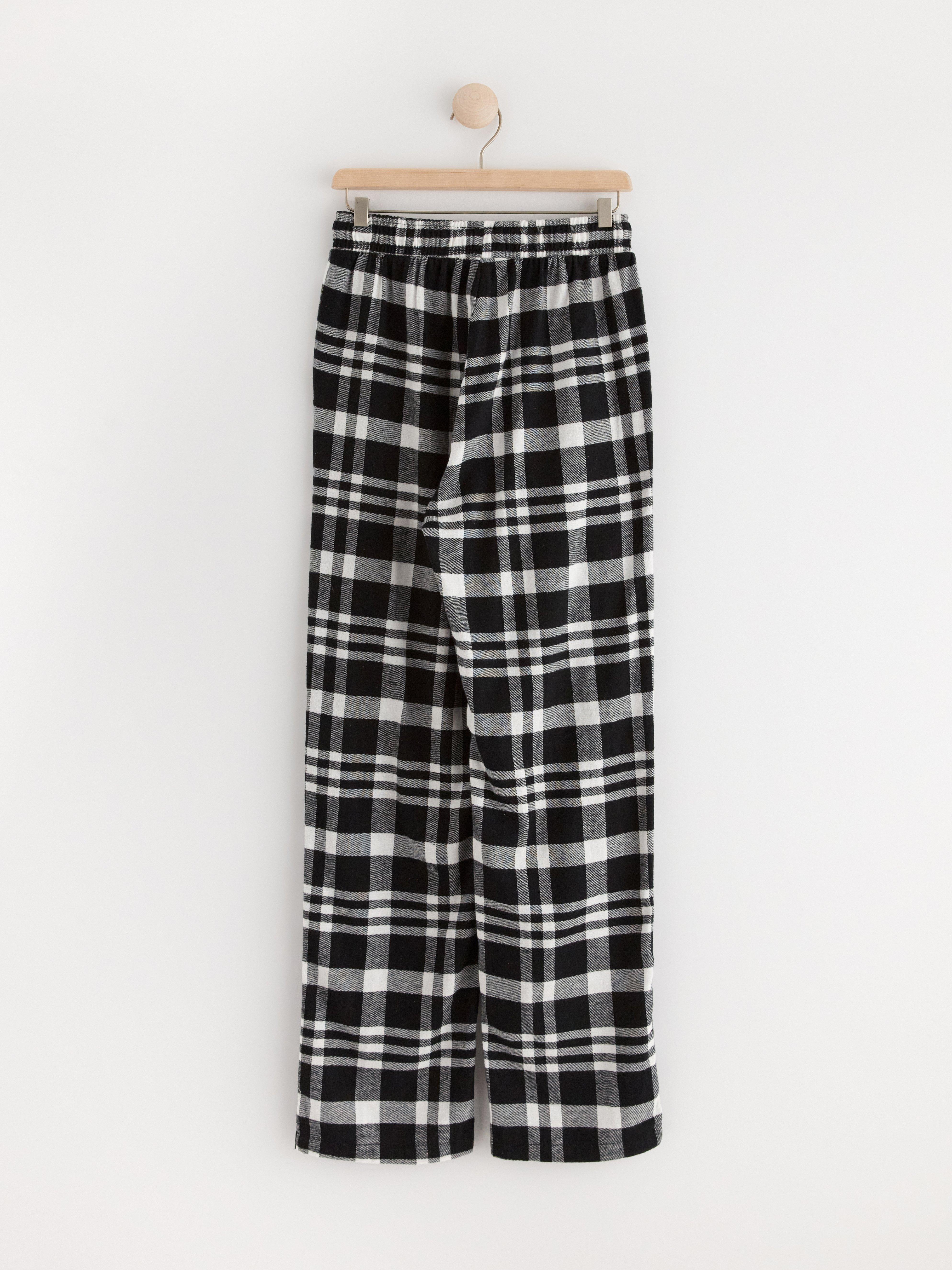 Pyjama trousers in flannel with checked pattern Black