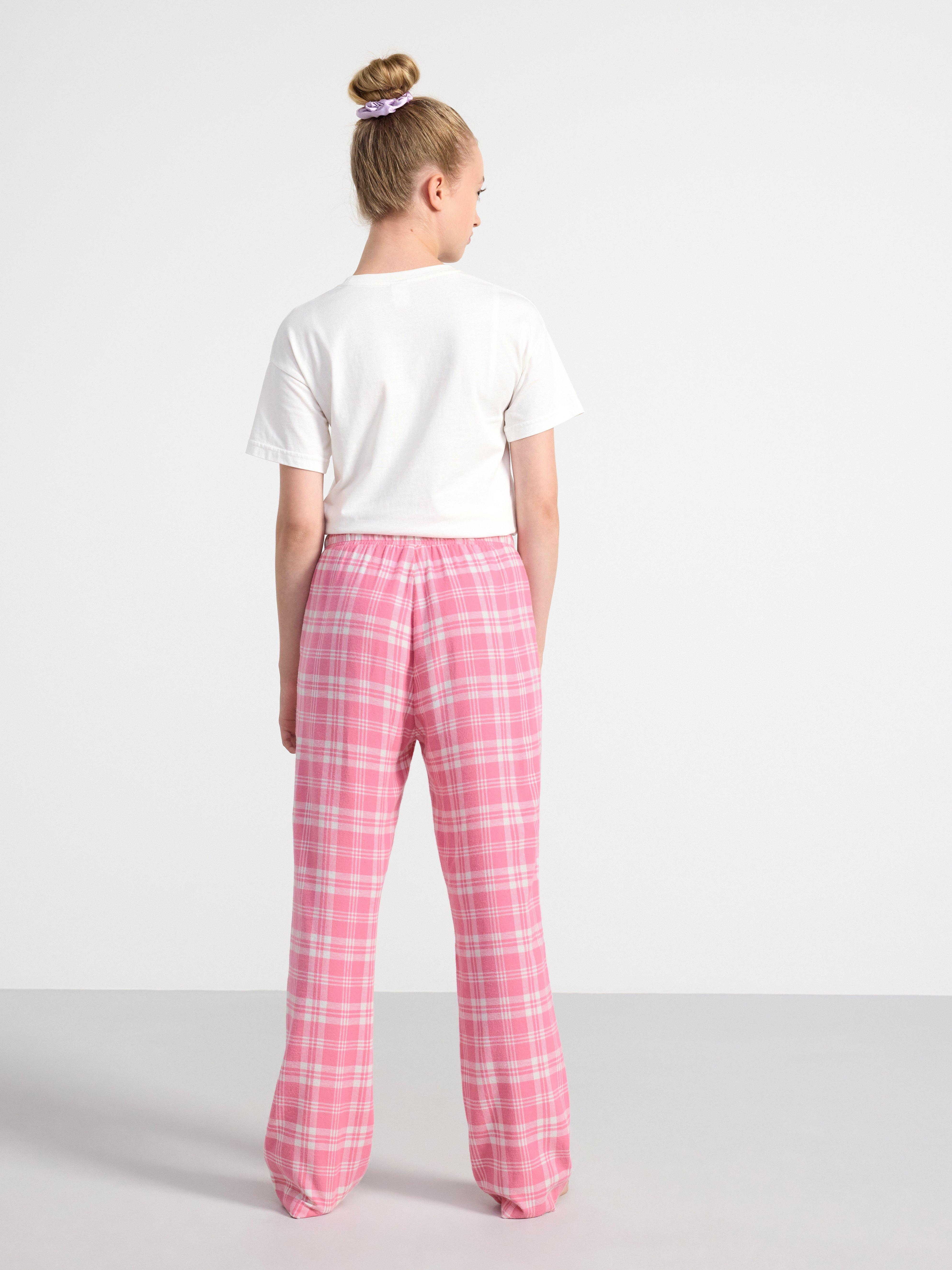 Pyjama trousers in flannel with checked pattern Pink