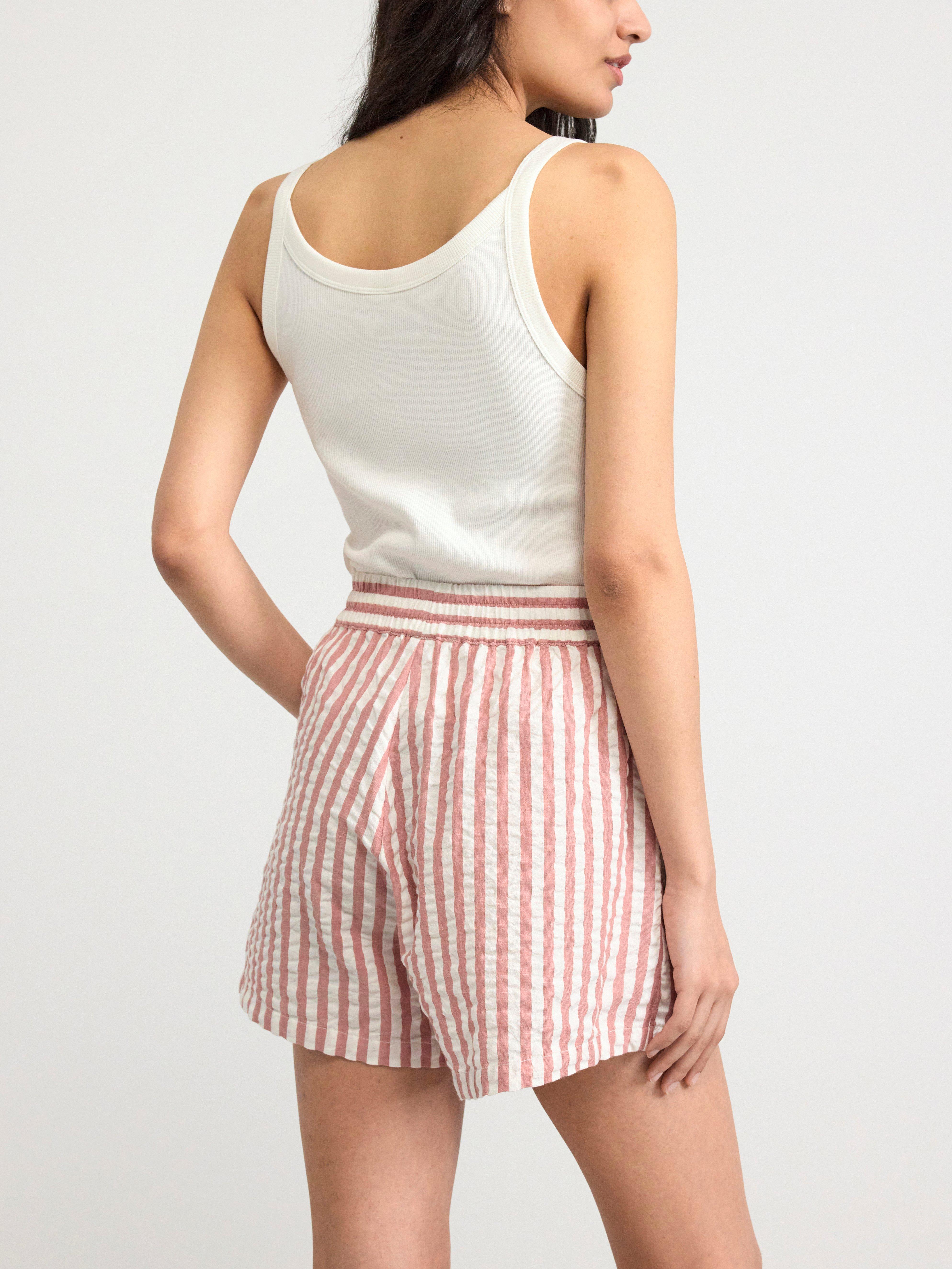 Seersucker pyjama shorts Dark Dusty Pink