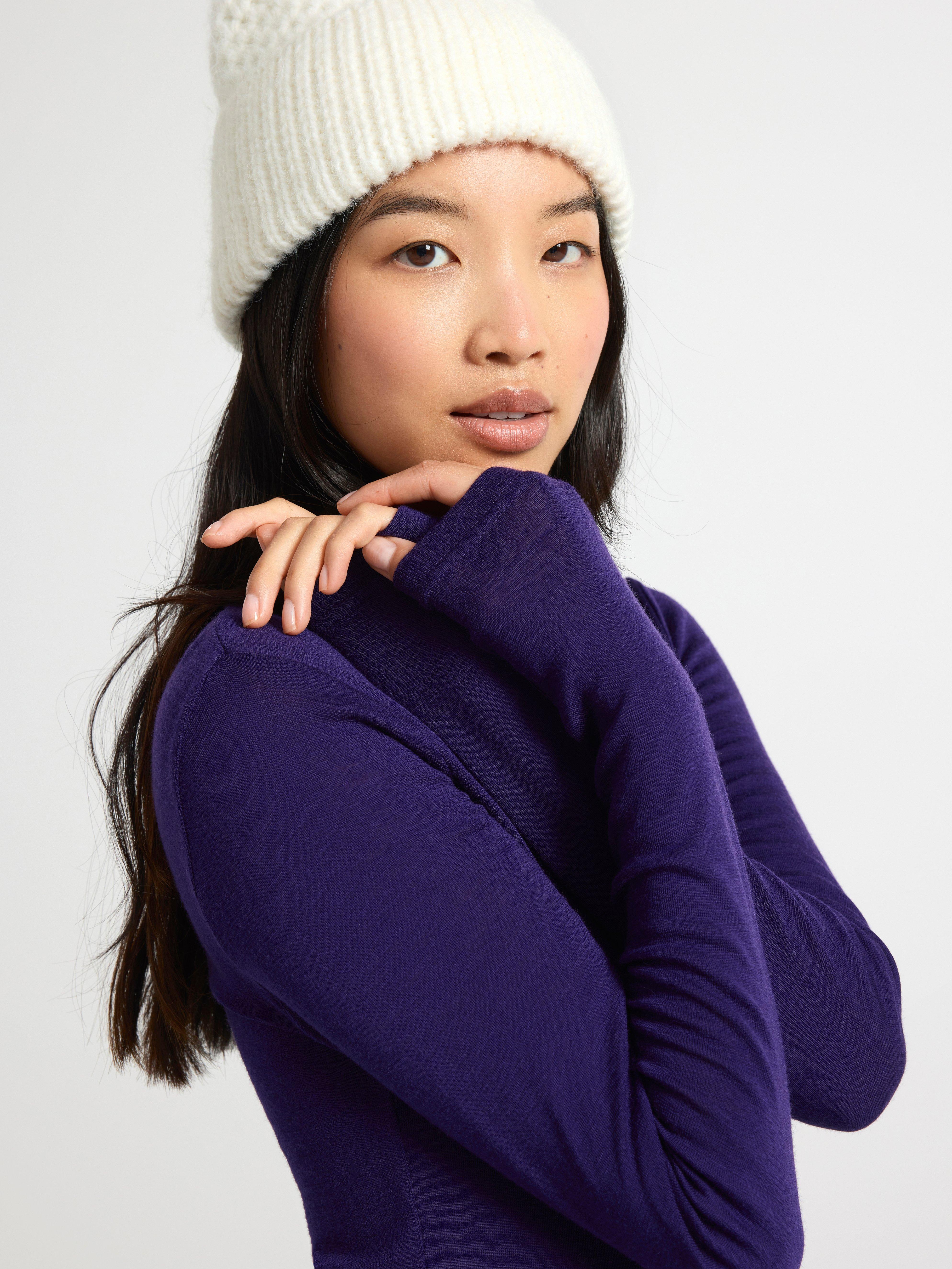 Long sleeve top in merino wool Dark Lilac